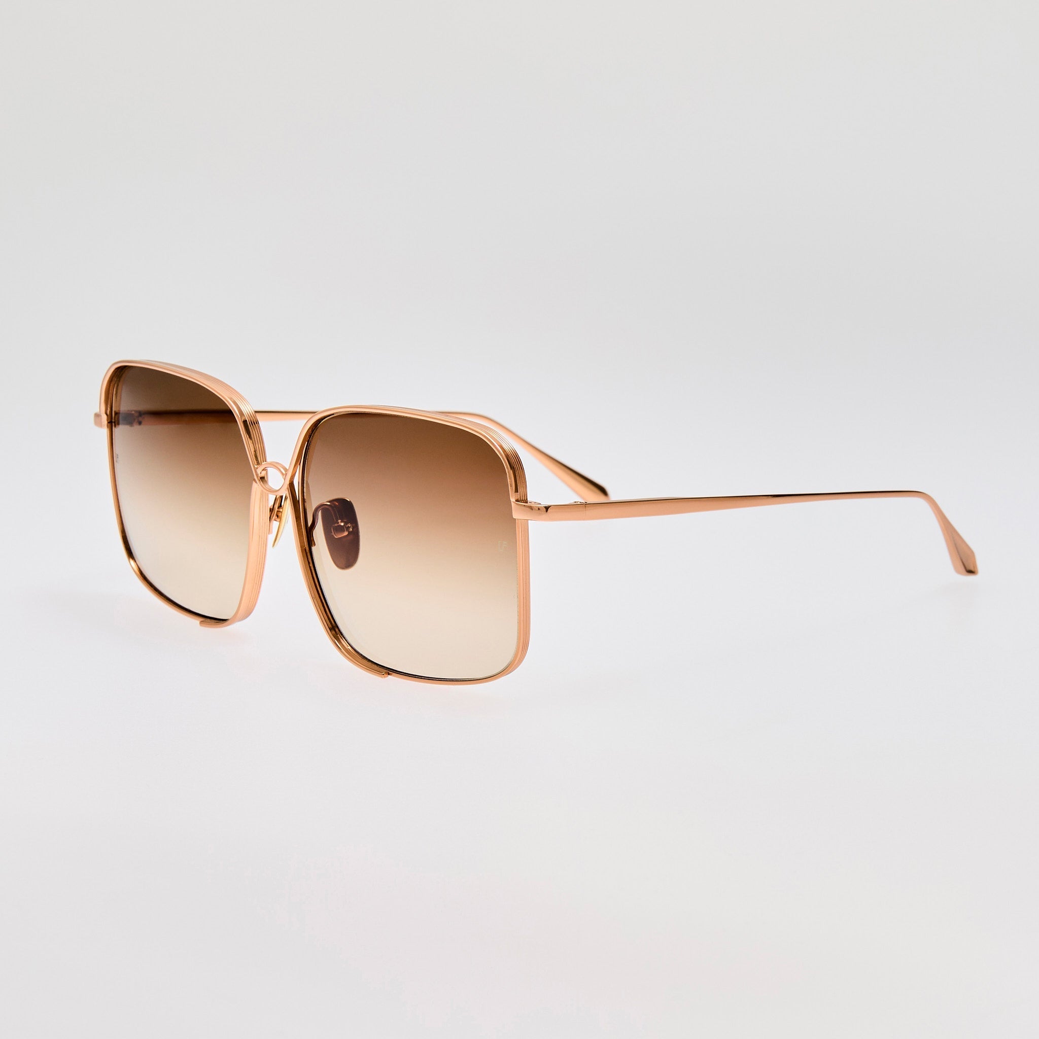 Genevieve Sunglasses in 18K Rose Gold and Mocha - LINDA FARROW - Sunglasses -