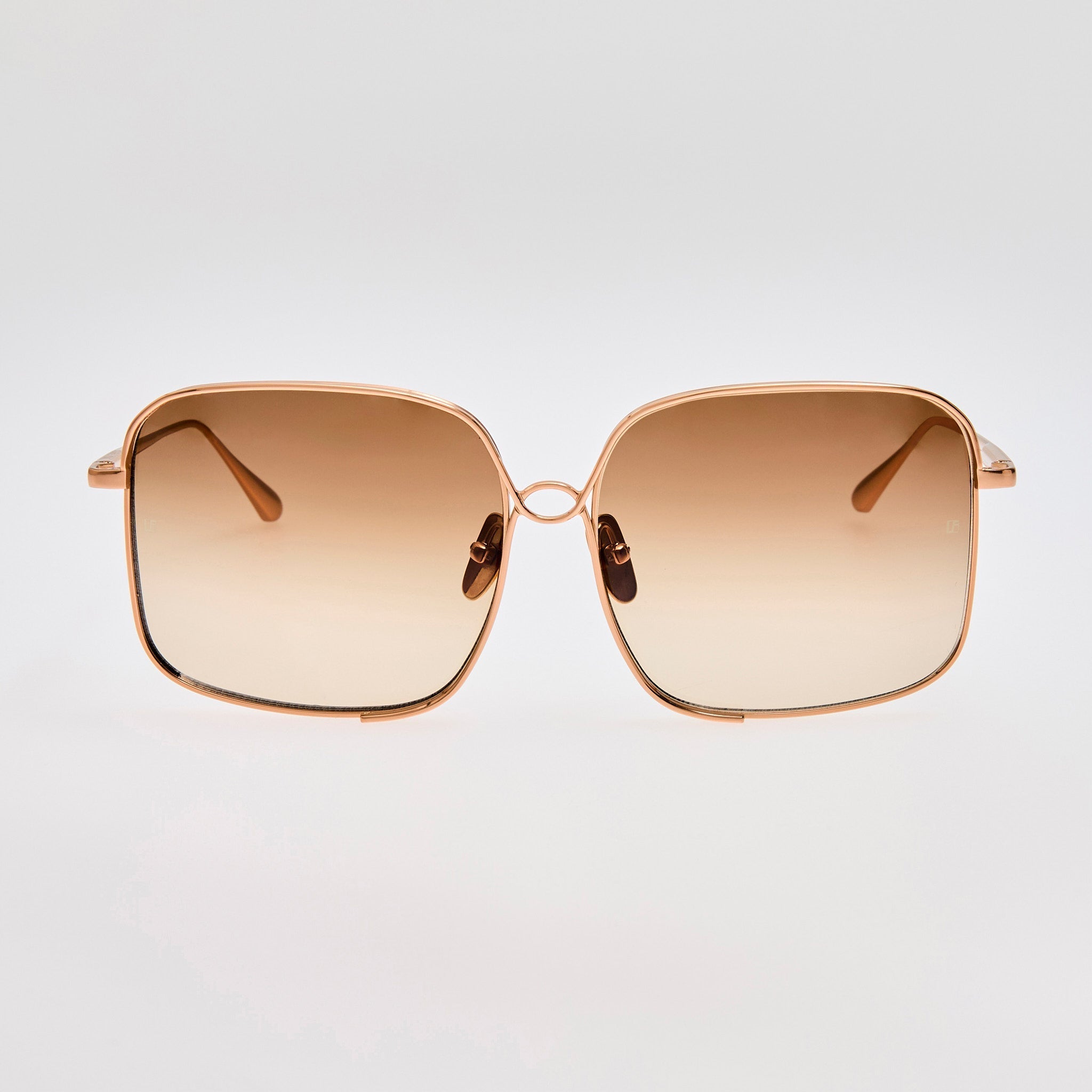 Genevieve Sunglasses in 18K Rose Gold and Mocha - LINDA FARROW - Sunglasses -