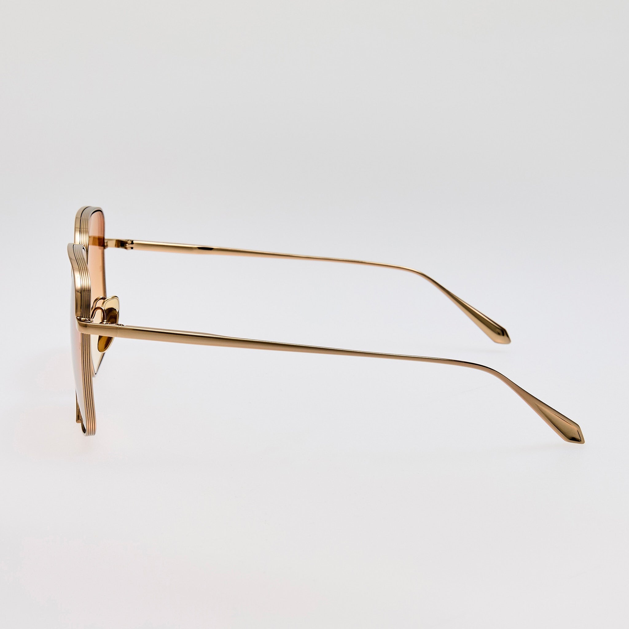 Genevieve Sunglasses in 22K Gold and Camel - LINDA FARROW - Sunglasses -