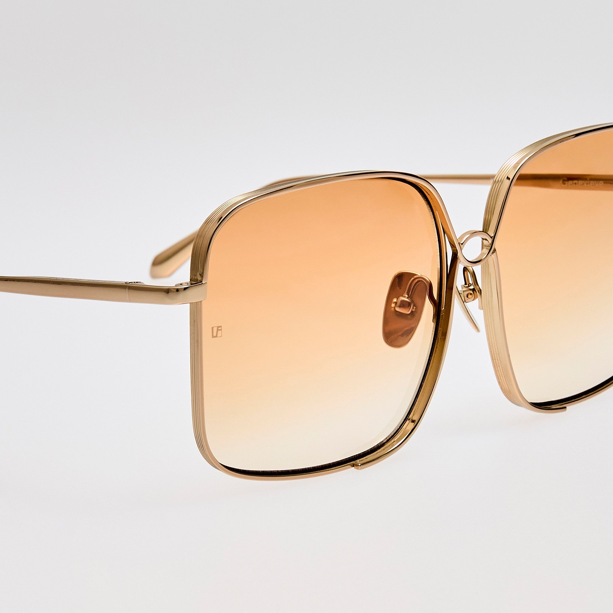 Genevieve Sunglasses in 22K Gold and Camel - LINDA FARROW - Sunglasses -