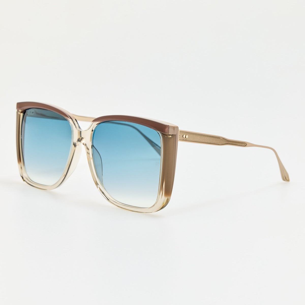 Helena Sunglasses in 22K Gold and Truffle - LINDA FARROW-Sunglasses-