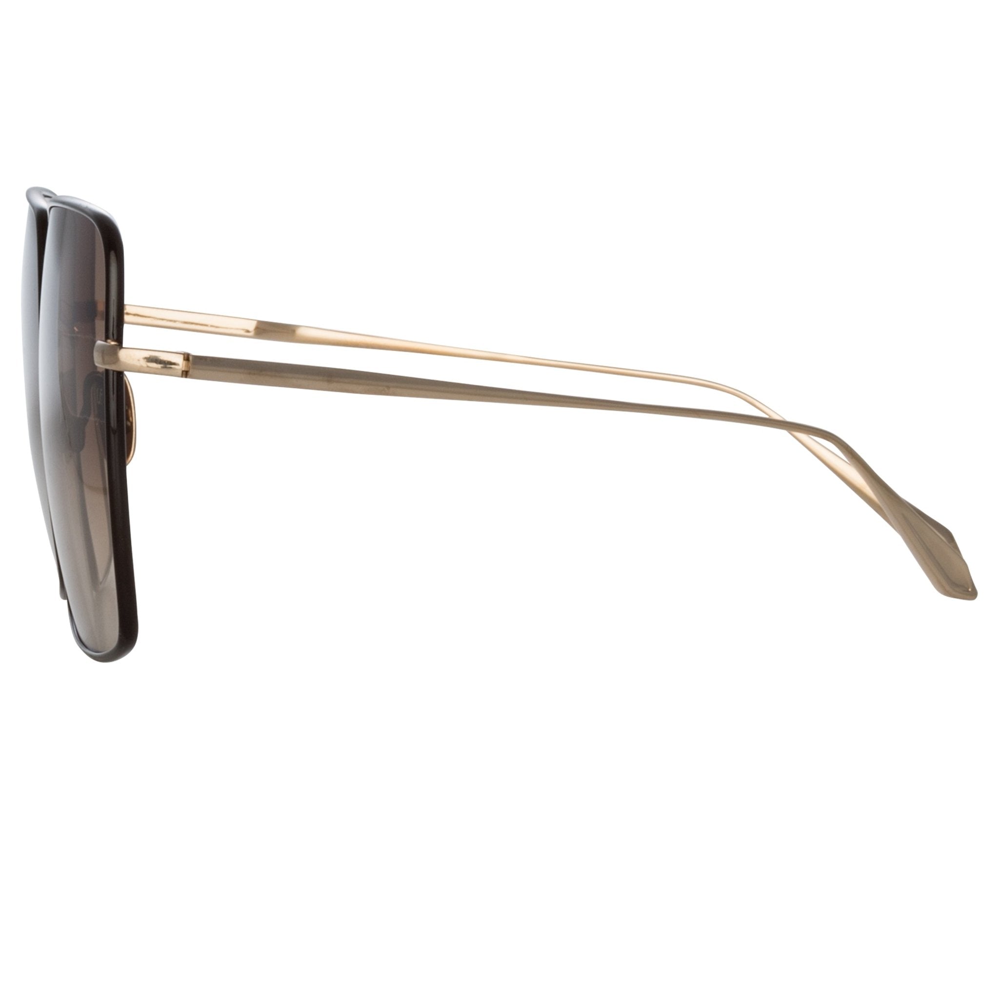 Hina Sunglasses in 22K Gold and Brown - LINDA FARROW - Sunglasses -