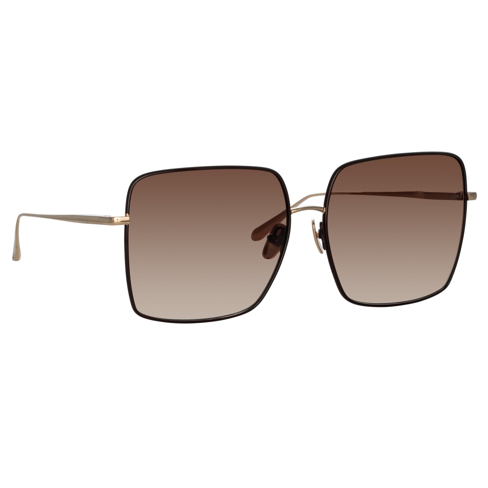 Hina Sunglasses in 22K Gold and Brown - LINDA FARROW - Sunglasses -