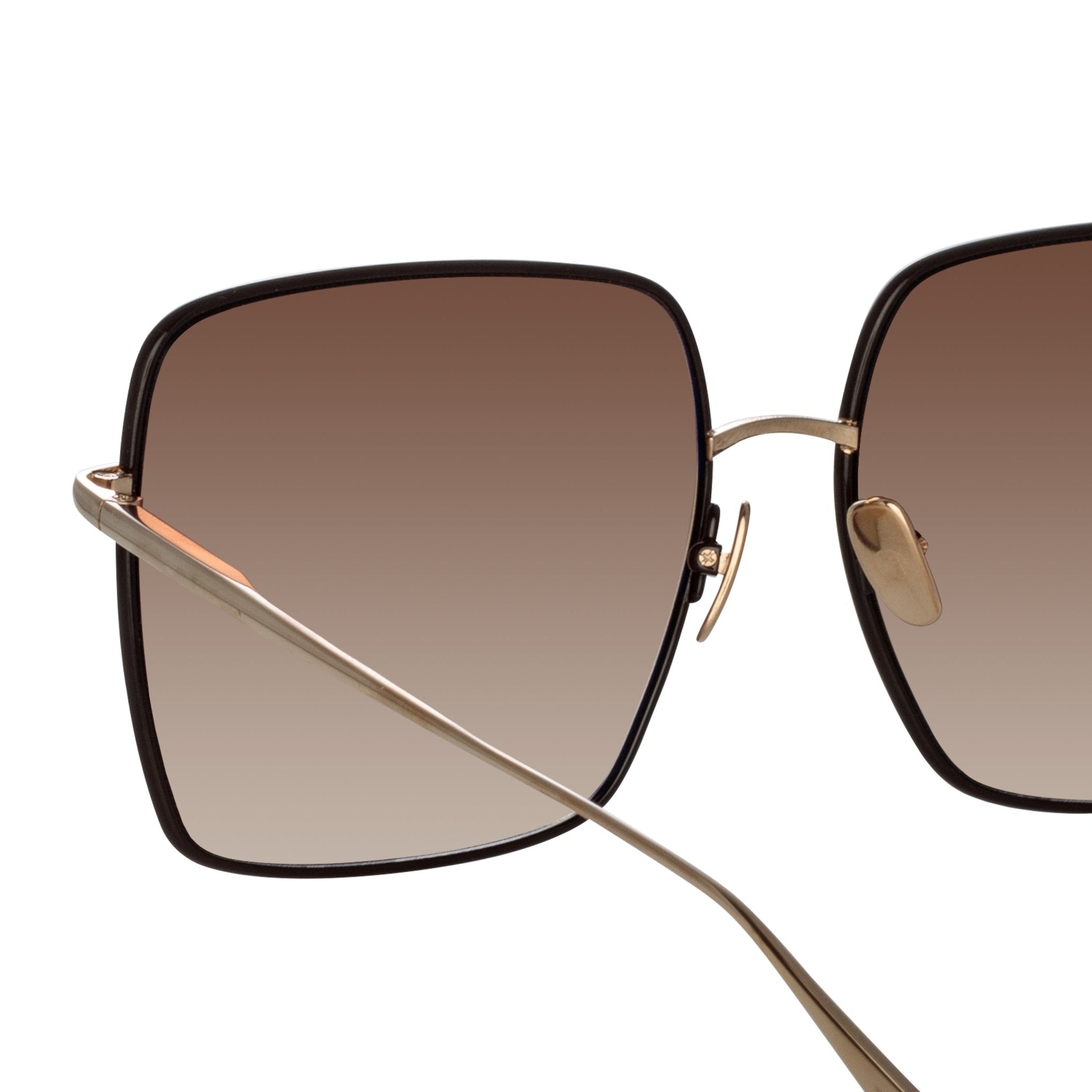 Hina Sunglasses in 22K Gold and Brown - LINDA FARROW - Sunglasses -