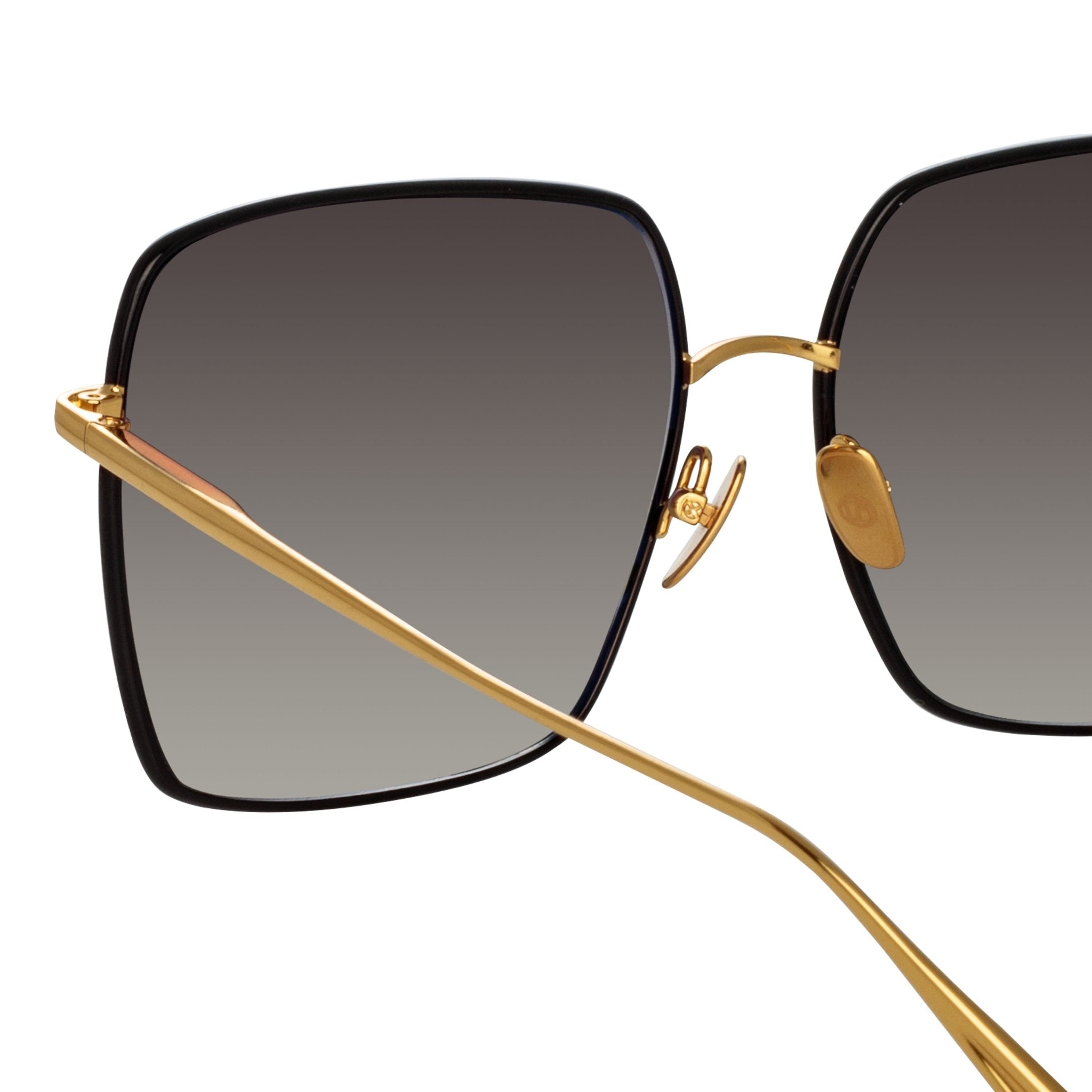 Hina Sunglasses in 22K Gold and Grey - LINDA FARROW - Sunglasses -