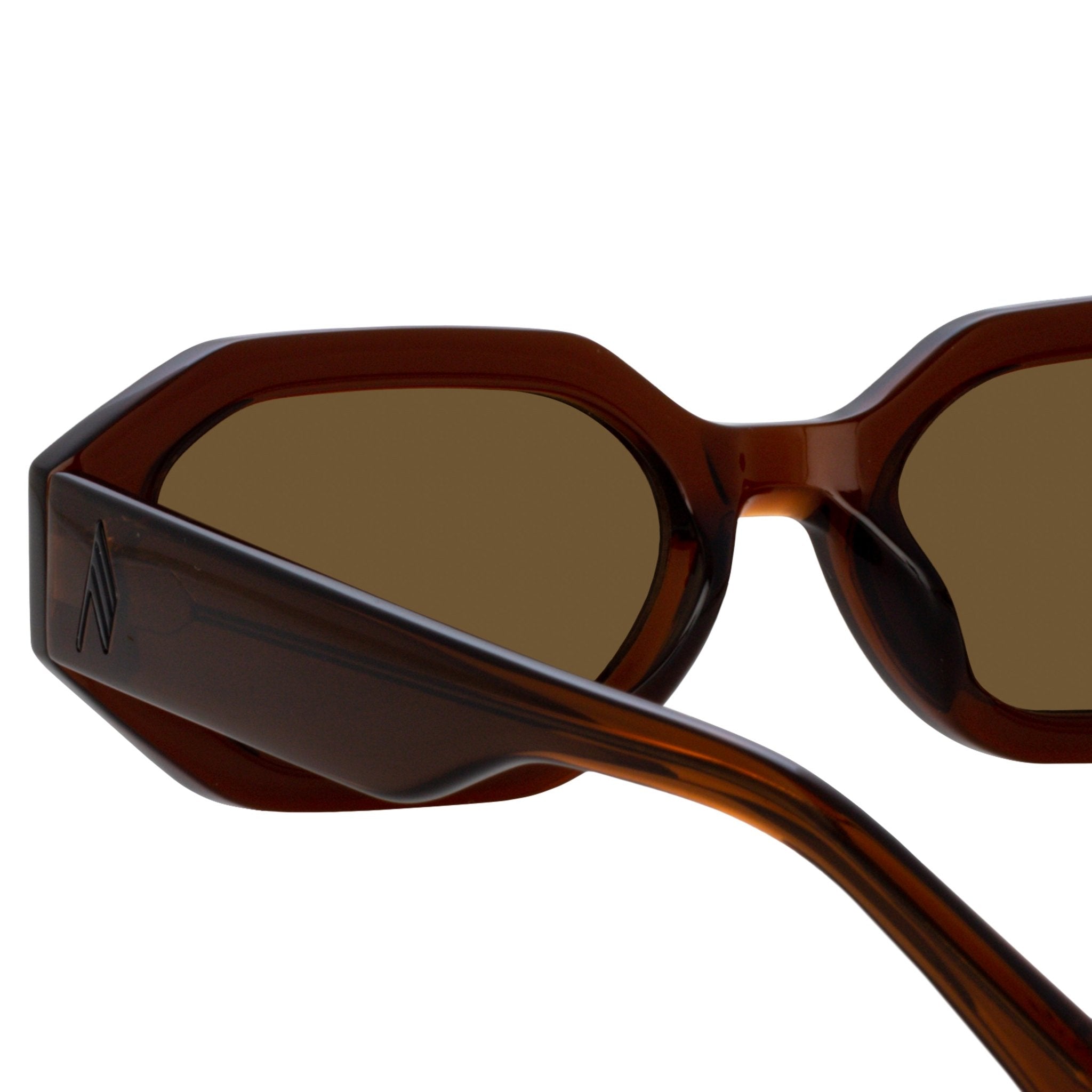 Irene Angular Sunglasses in Brown - LINDA FARROW - Sunglasses -