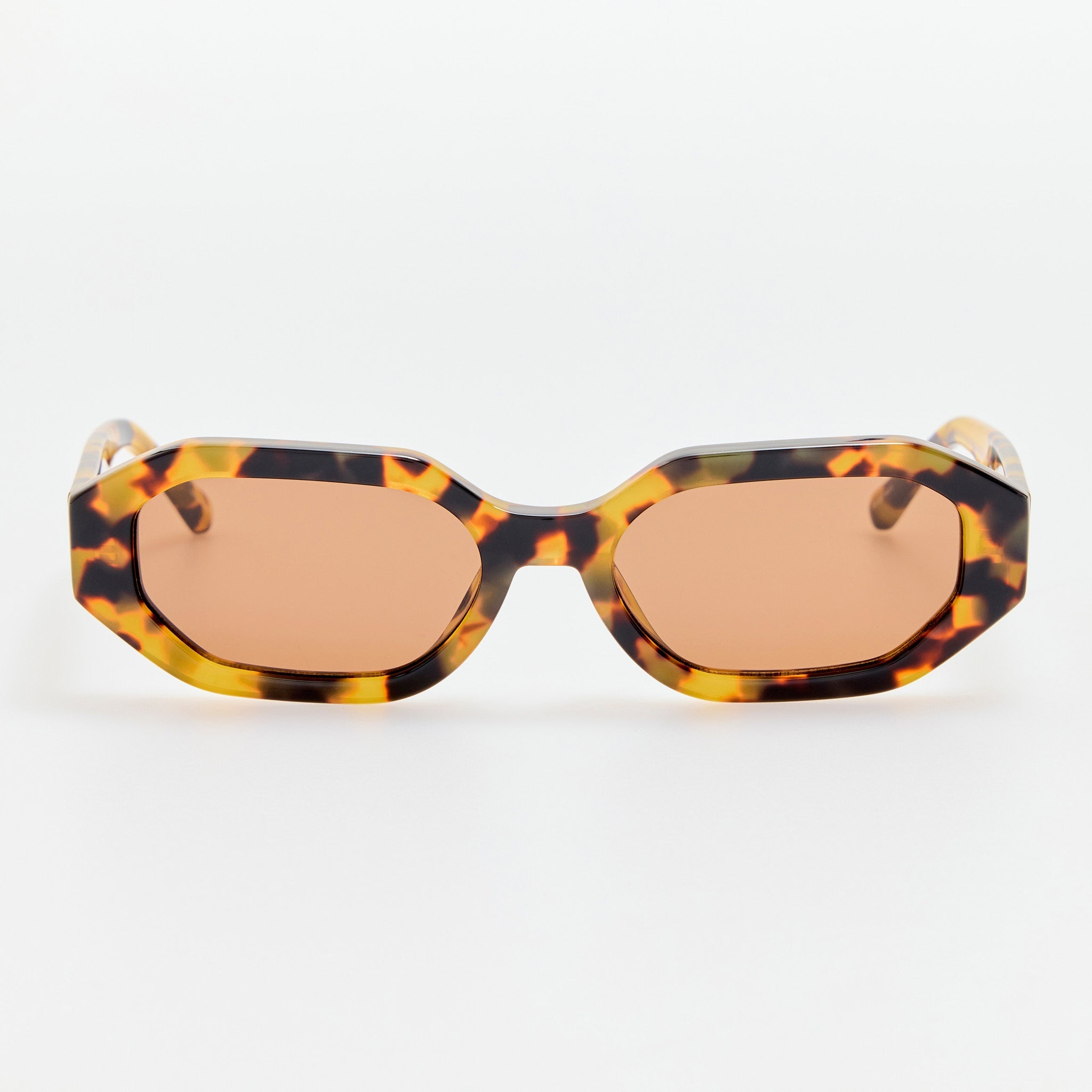 Irene Angular Sunglasses in Tortoiseshell and Brown - LINDA FARROW - Sunglasses -