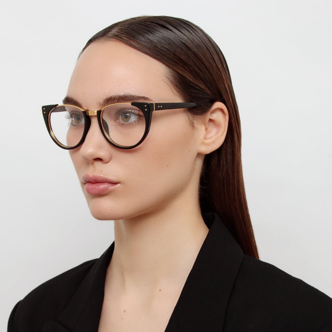 Iris Oval Optical Frame in Black - LINDA FARROW - Optical Frame -