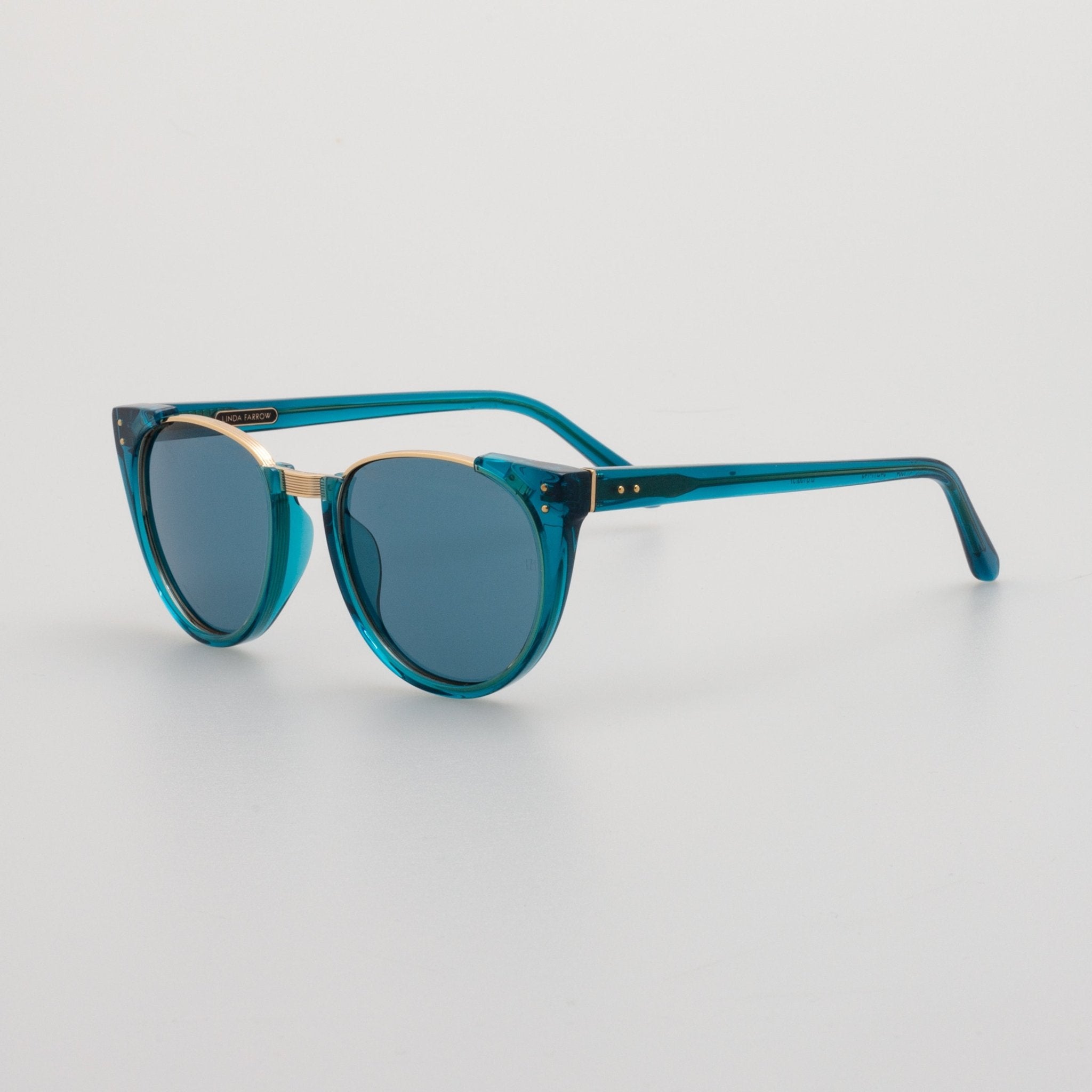 Iris Oval Sunglasses in Aqua - LINDA FARROW - Sunglasses -