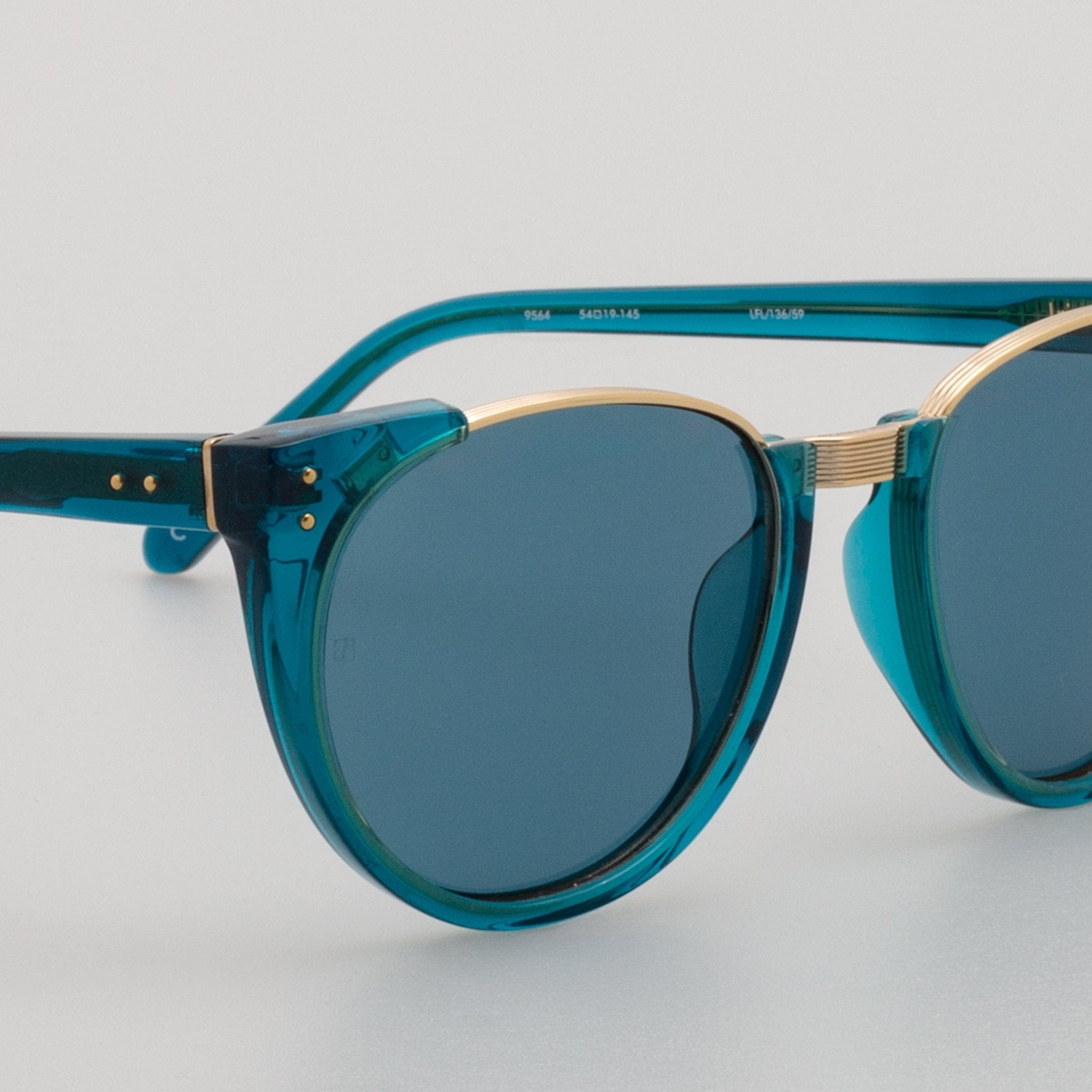 Iris Oval Sunglasses in Aqua - LINDA FARROW - Sunglasses -
