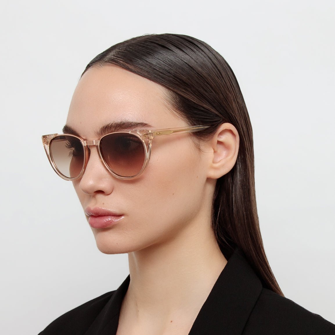 Iris Oval Sunglasses in Ash and 18K Rose Gold - LINDA FARROW - Sunglasses -