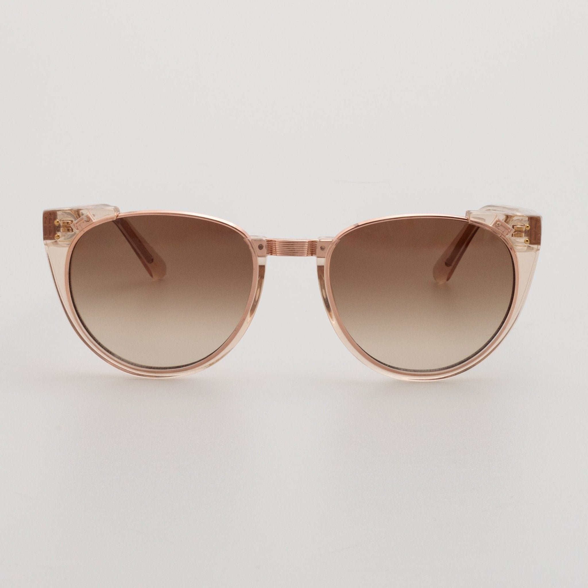 Iris Oval Sunglasses in Ash and 18K Rose Gold - LINDA FARROW - Sunglasses -