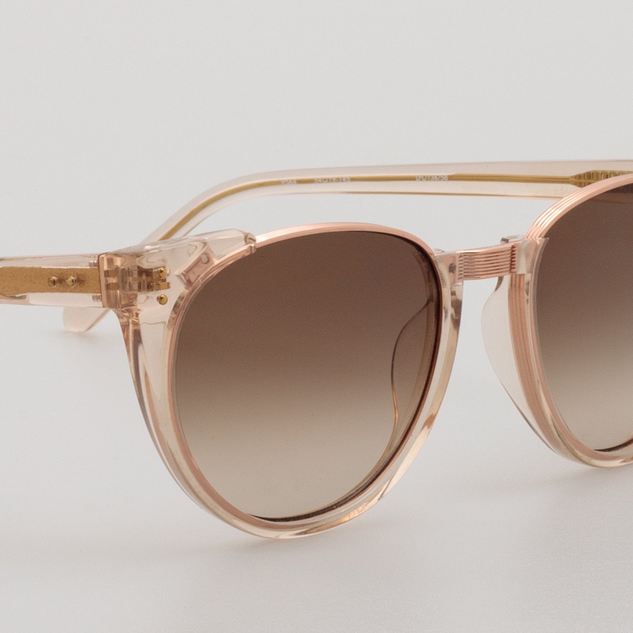 Iris Oval Sunglasses in Ash and 18K Rose Gold - LINDA FARROW - Sunglasses -