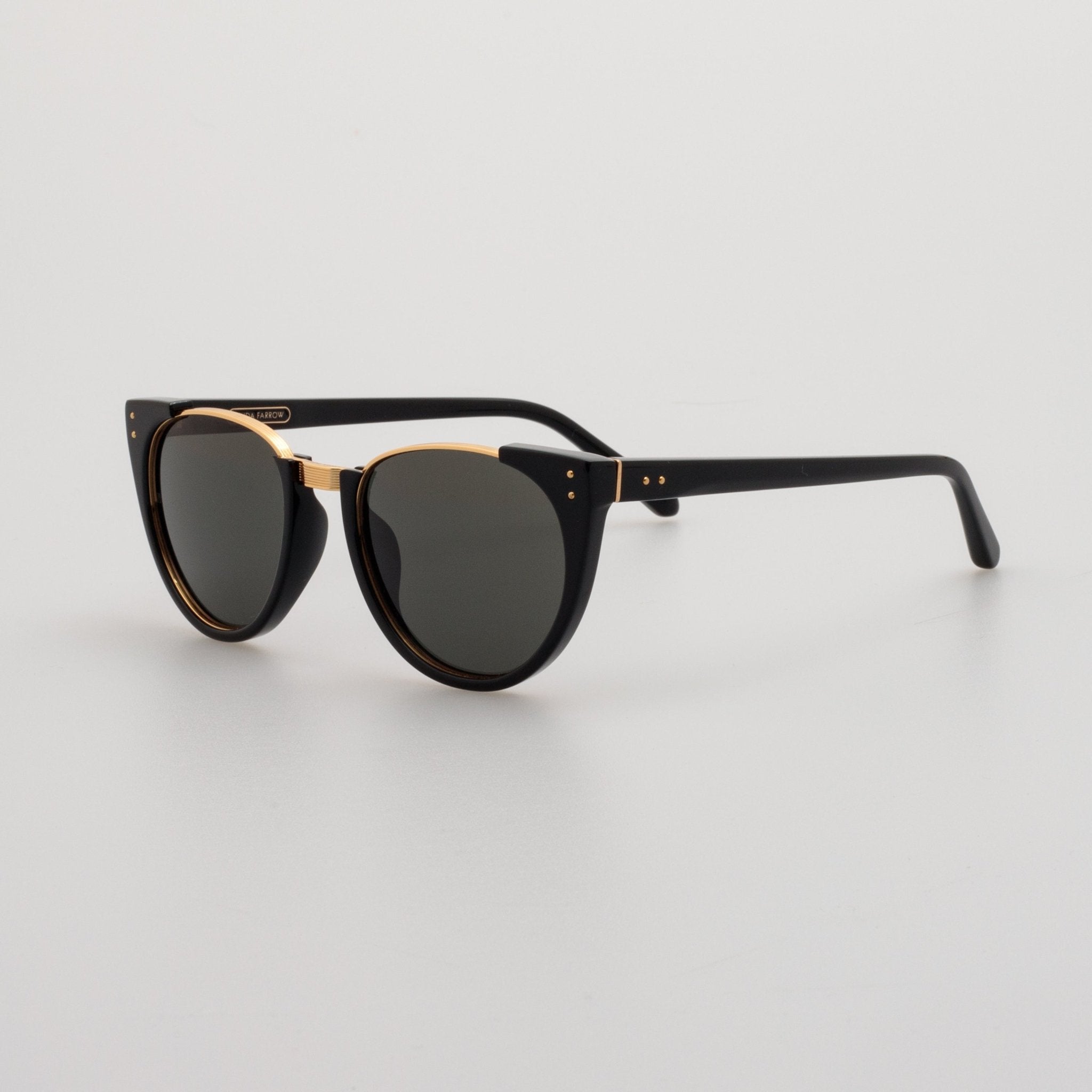Iris Oval Sunglasses in Black - LINDA FARROW - Sunglasses -