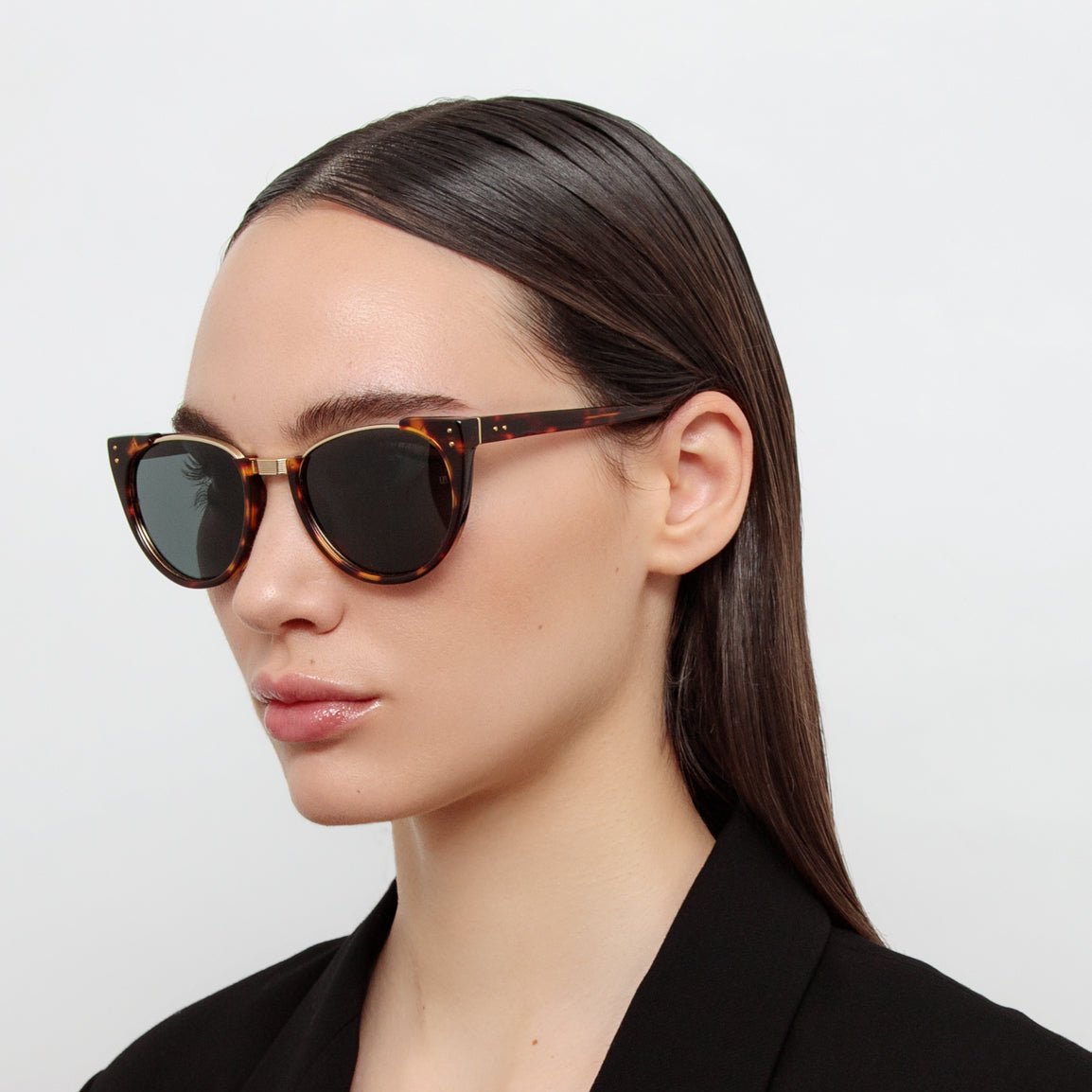 Iris Oval Sunglasses in Dark Tortoiseshell - LINDA FARROW - Sunglasses -