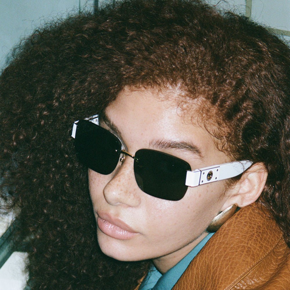 Jessica Sunglasses in White and Grey - LINDA FARROW - Sunglasses -