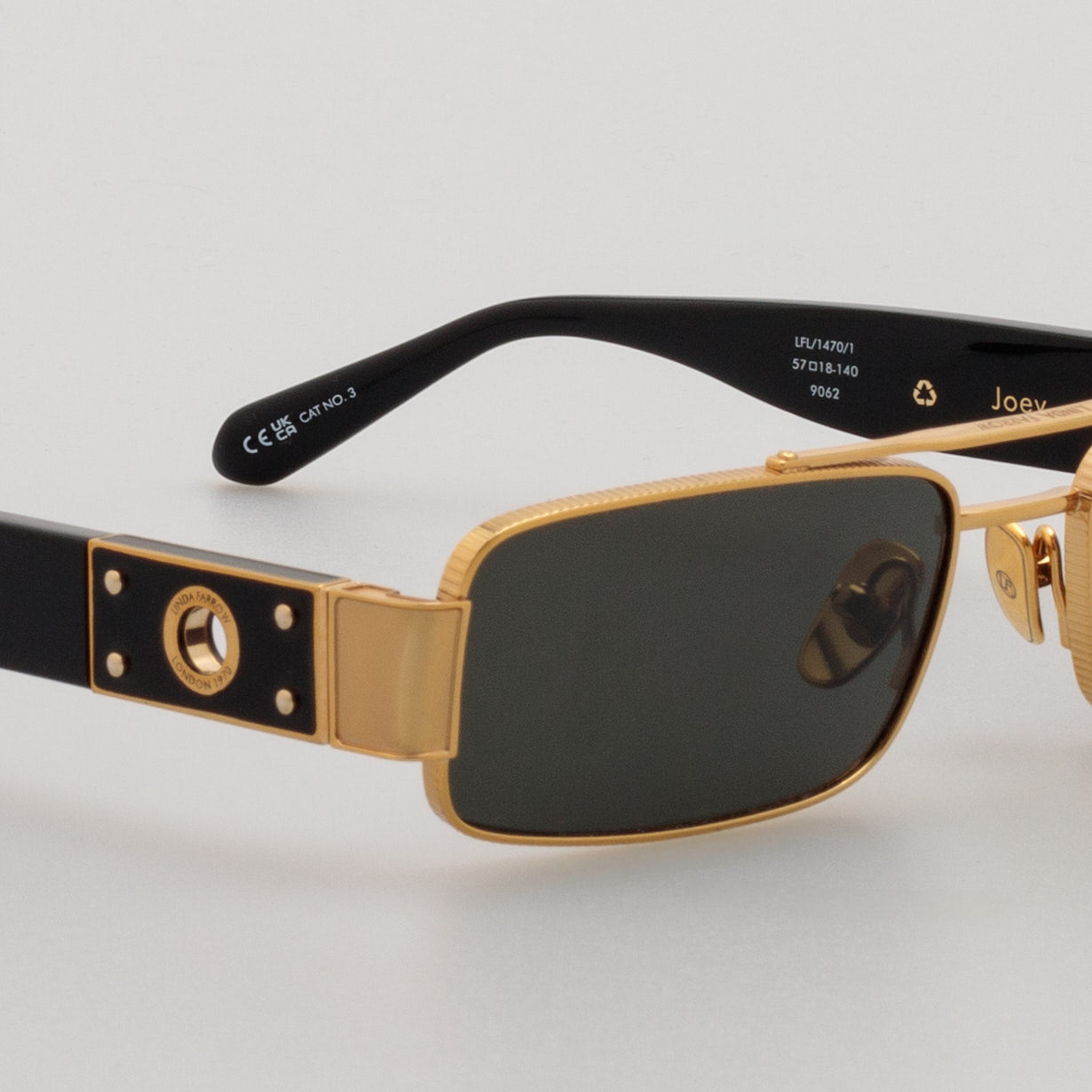 Joey Sunglasses in 22K Gold and Grey - LINDA FARROW - Sunglasses -