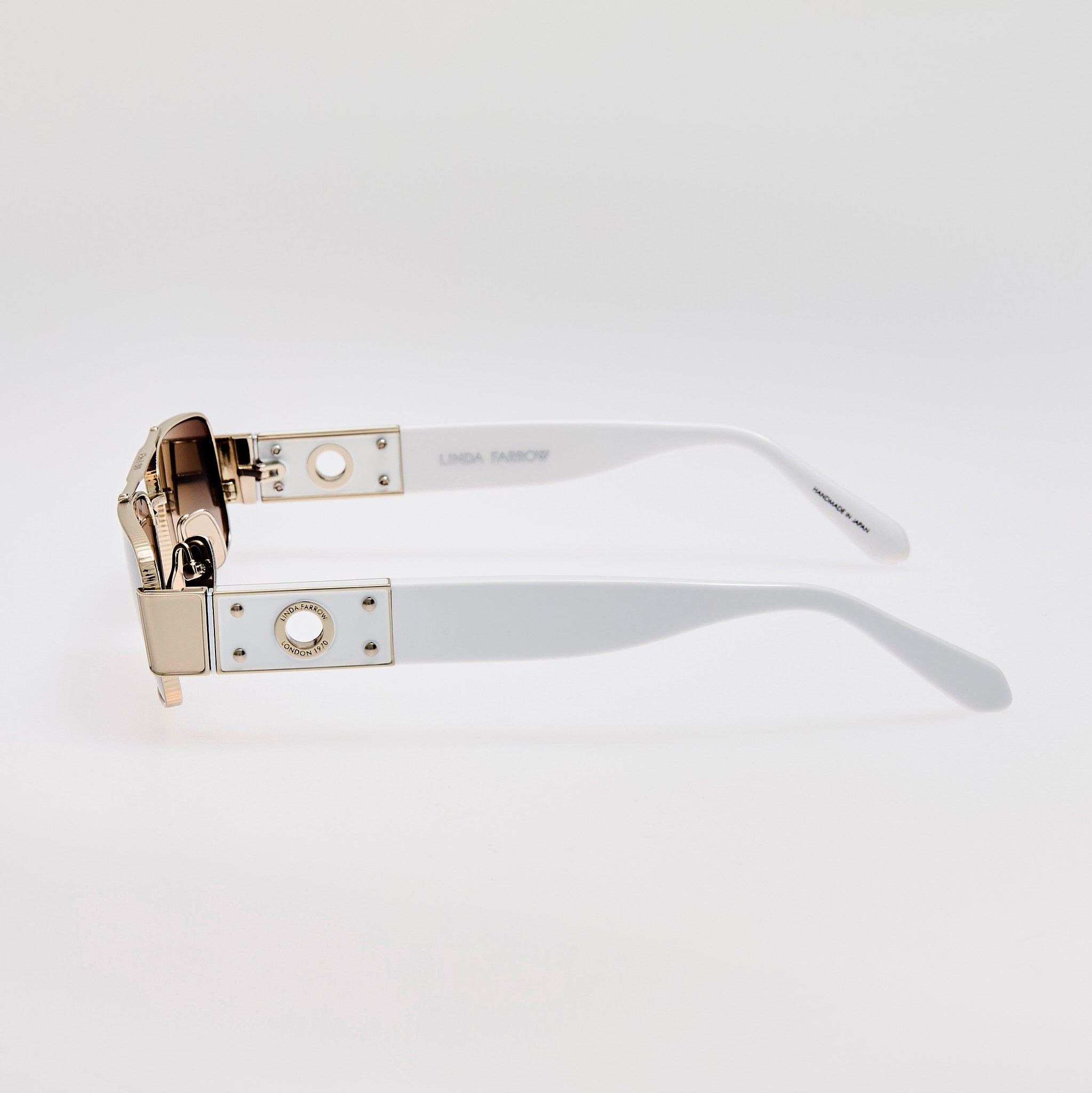 Joey Sunglasses in 22K White Gold and Grey - LINDA FARROW - Sunglasses -