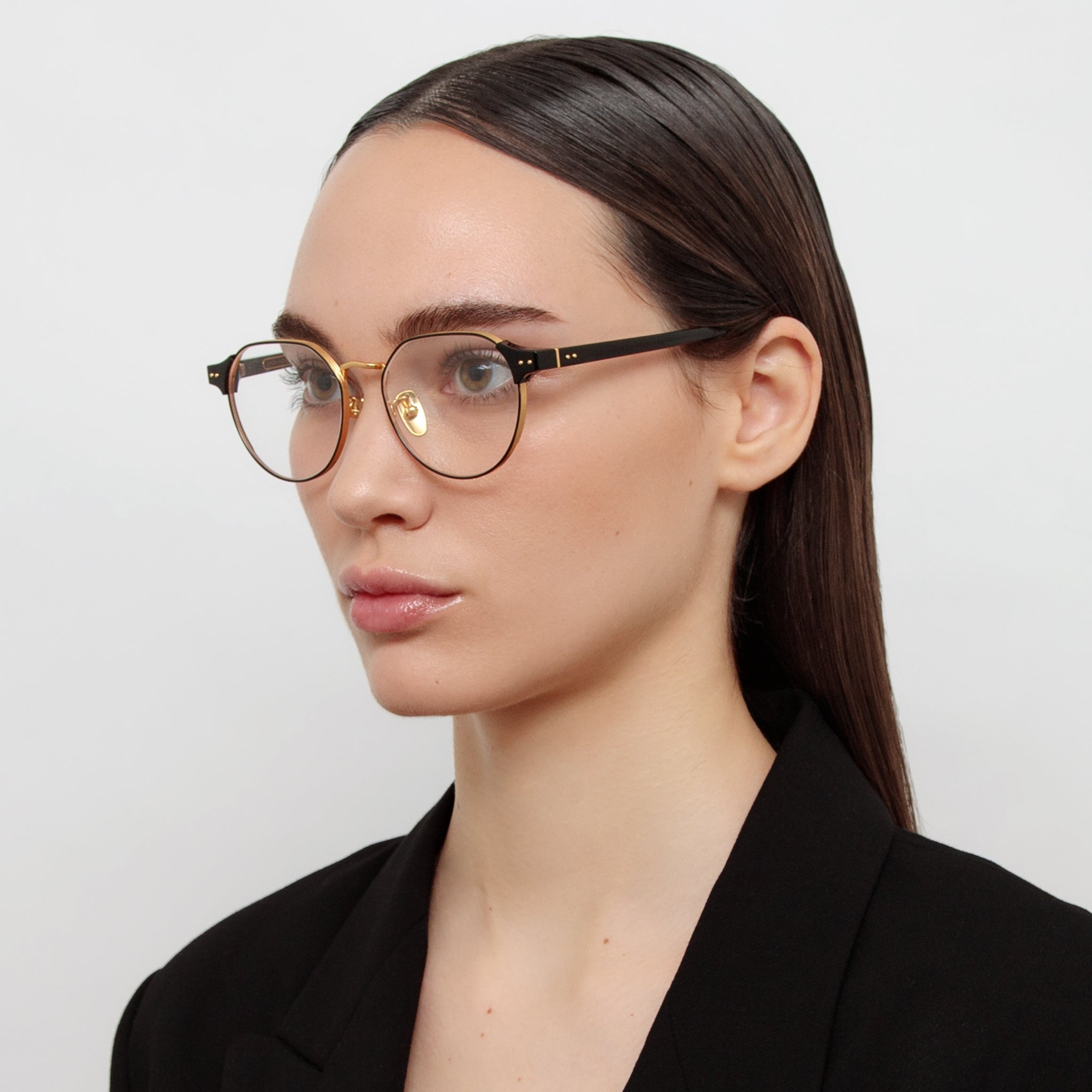 Jonathan Angular Optical Frame in Black - LINDA FARROW - Optical Frame -