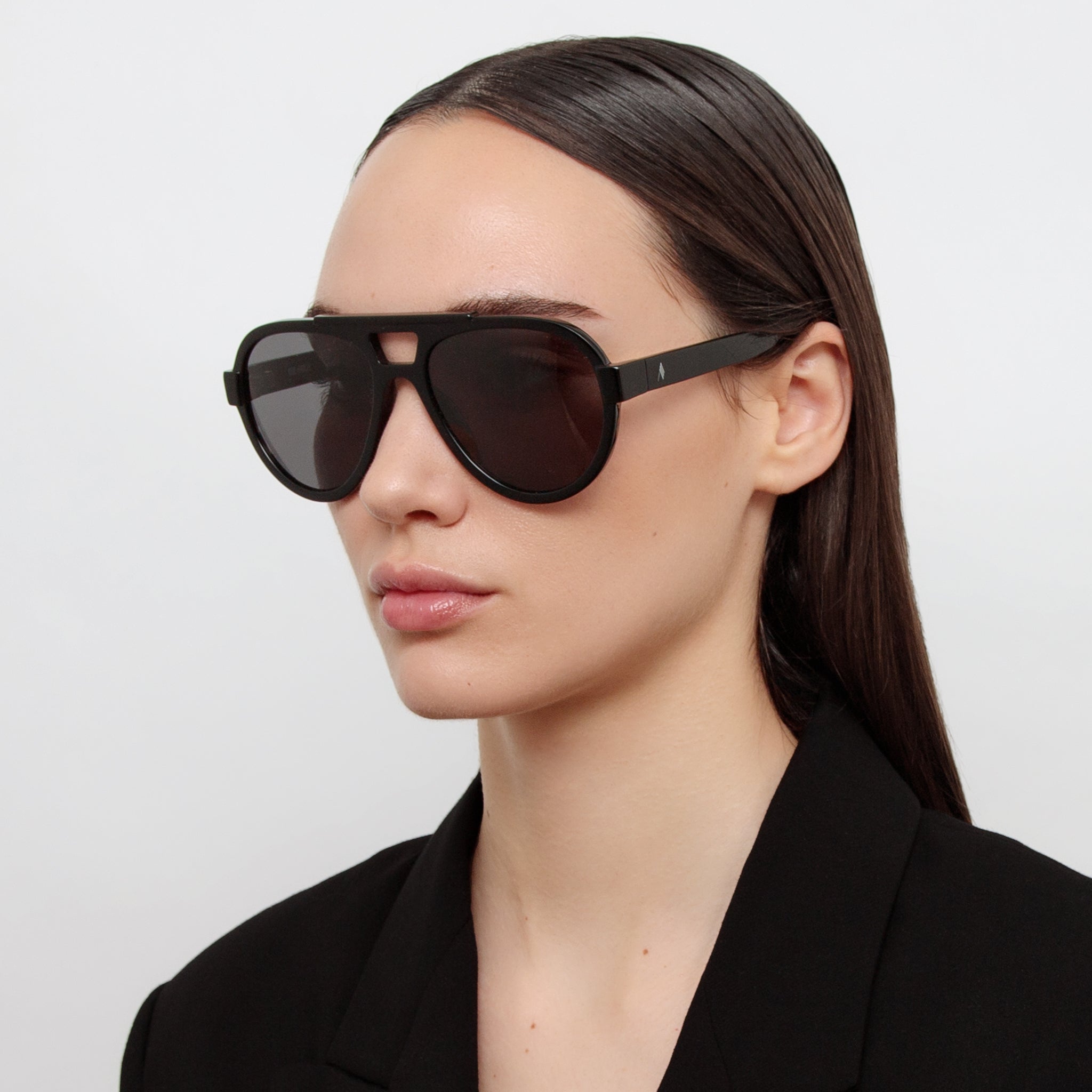 Jurgen Aviator Sunglasses in Black - LINDA FARROW - Sunglasses -