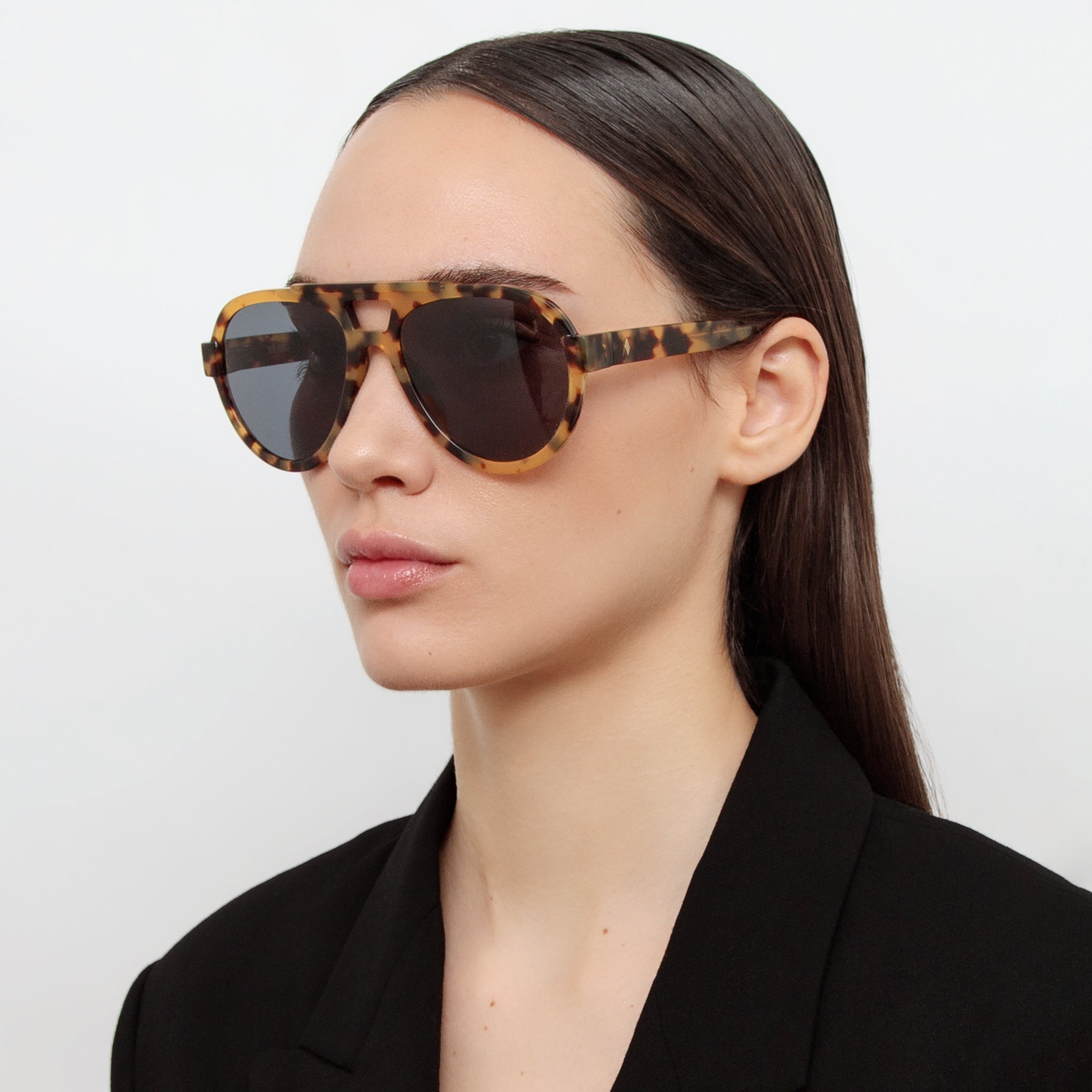 Jurgen Aviator Sunglasses in Tortoiseshell - LINDA FARROW - Sunglasses -