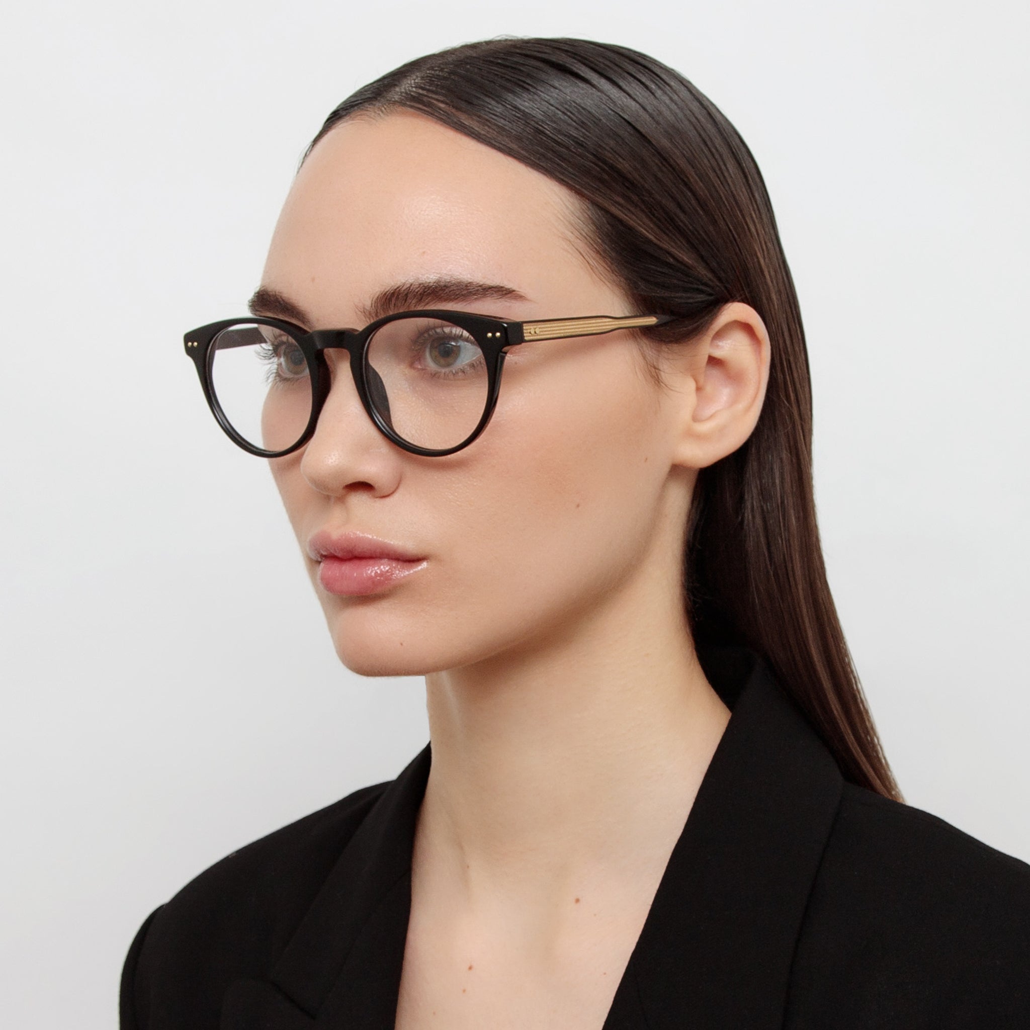 Kaan Oval Optical Frame in Black - LINDA FARROW - Optical Frame -
