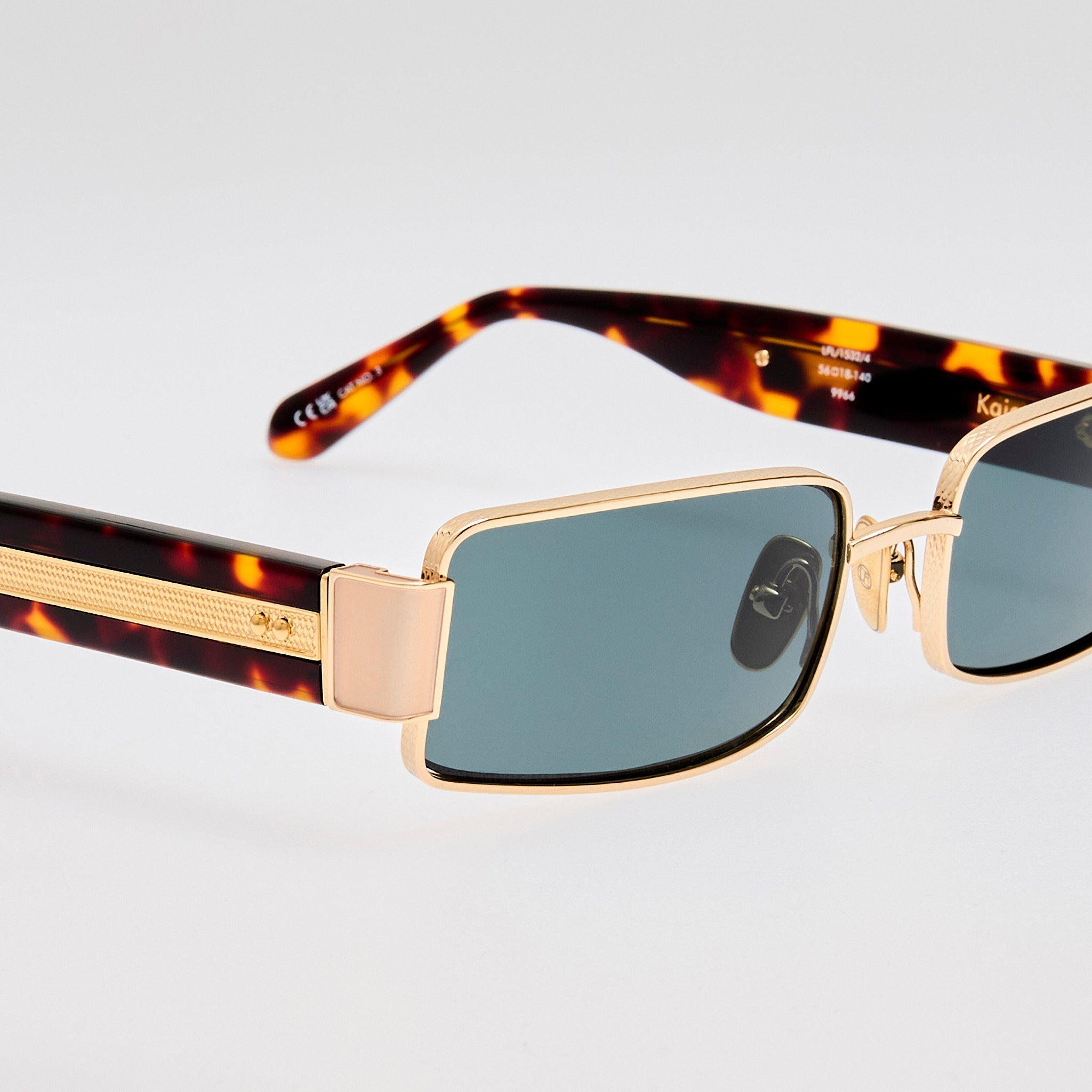Kaia Sunglasses in 22K Gold and Green - LINDA FARROW - Sunglasses -