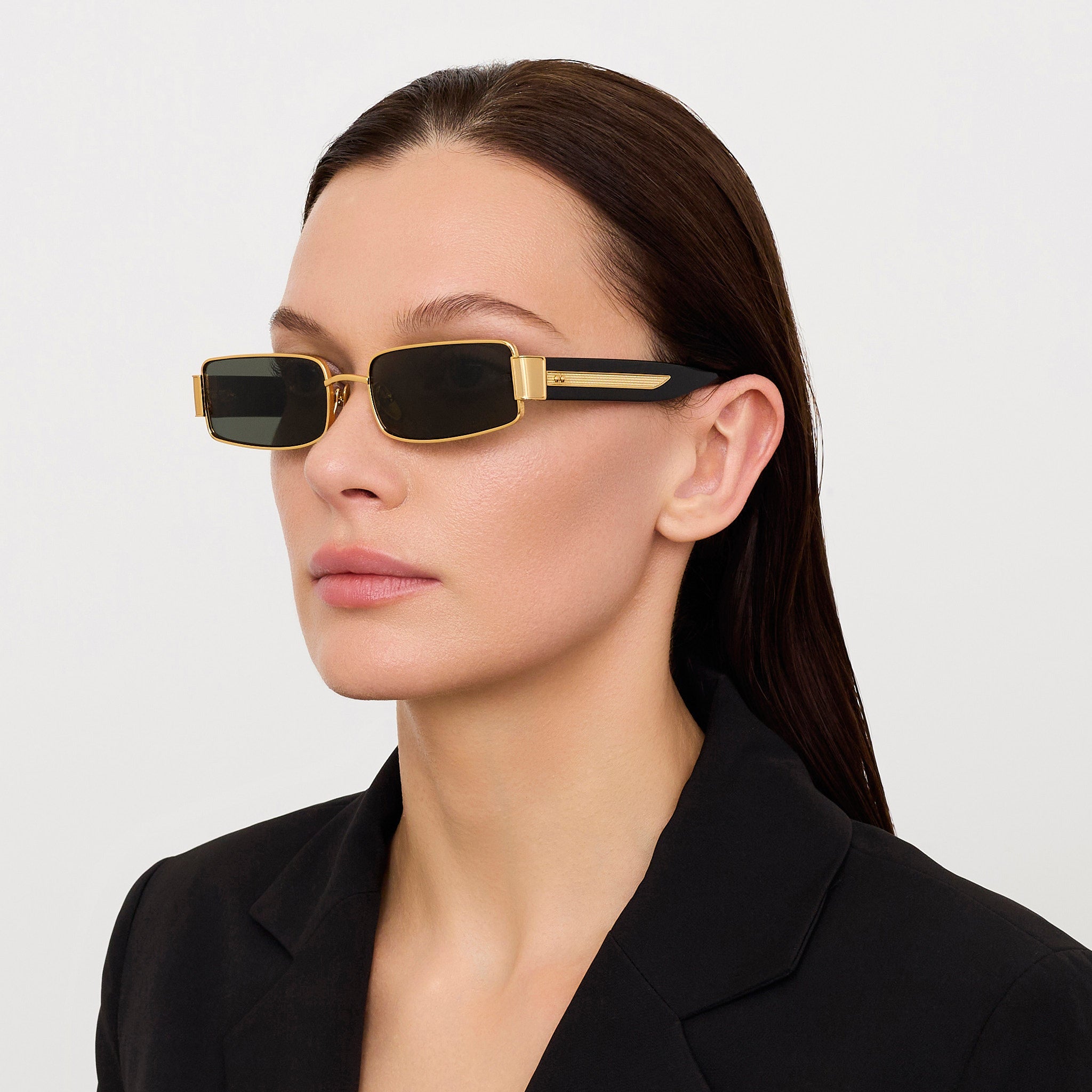 Kaia Sunglasses in 22K Gold and Grey - LINDA FARROW - Sunglasses -