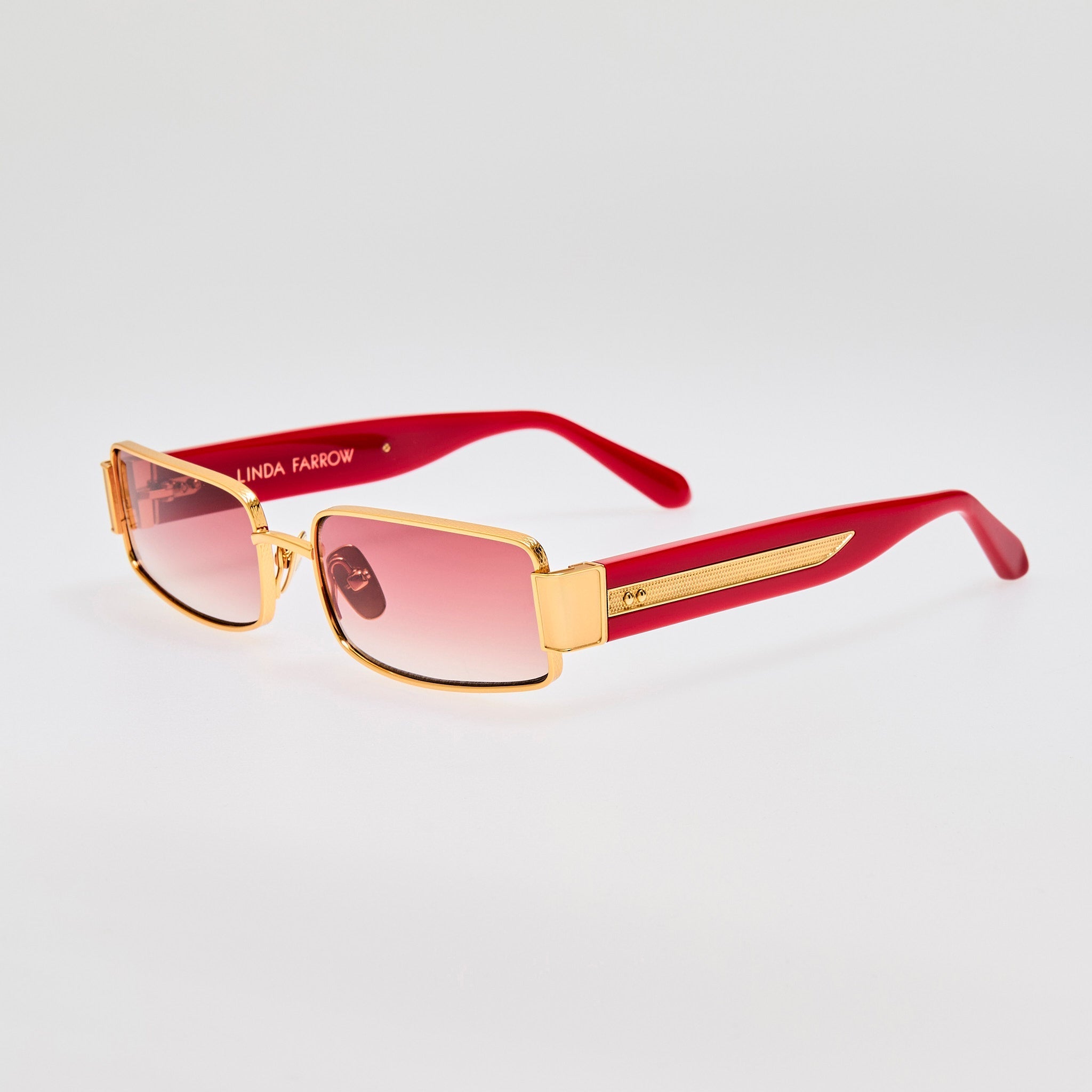 Kaia Sunglasses in 22K Gold and Red - LINDA FARROW - Sunglasses -