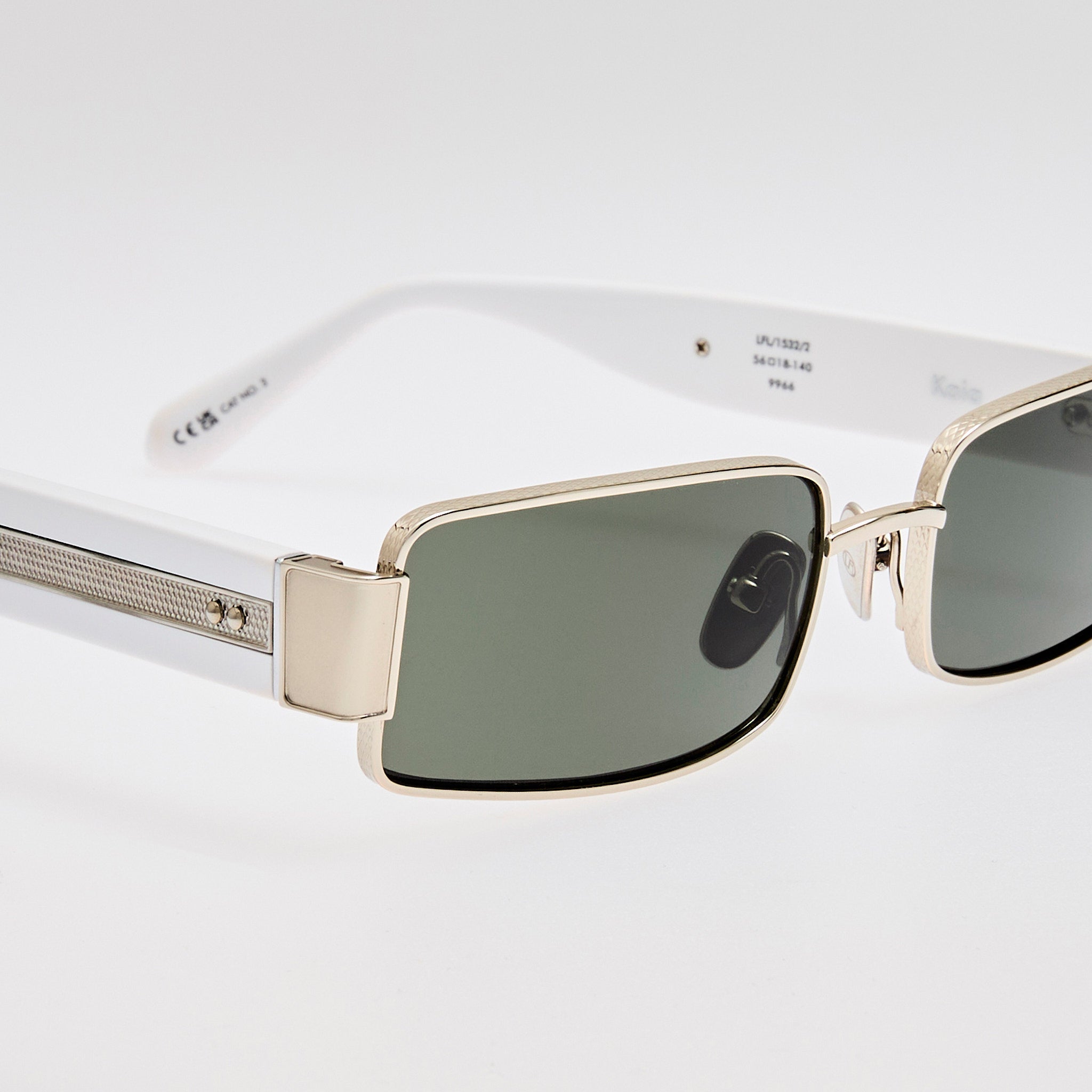 Kaia Sunglasses in 22K White Gold and Grey - LINDA FARROW - Sunglasses -