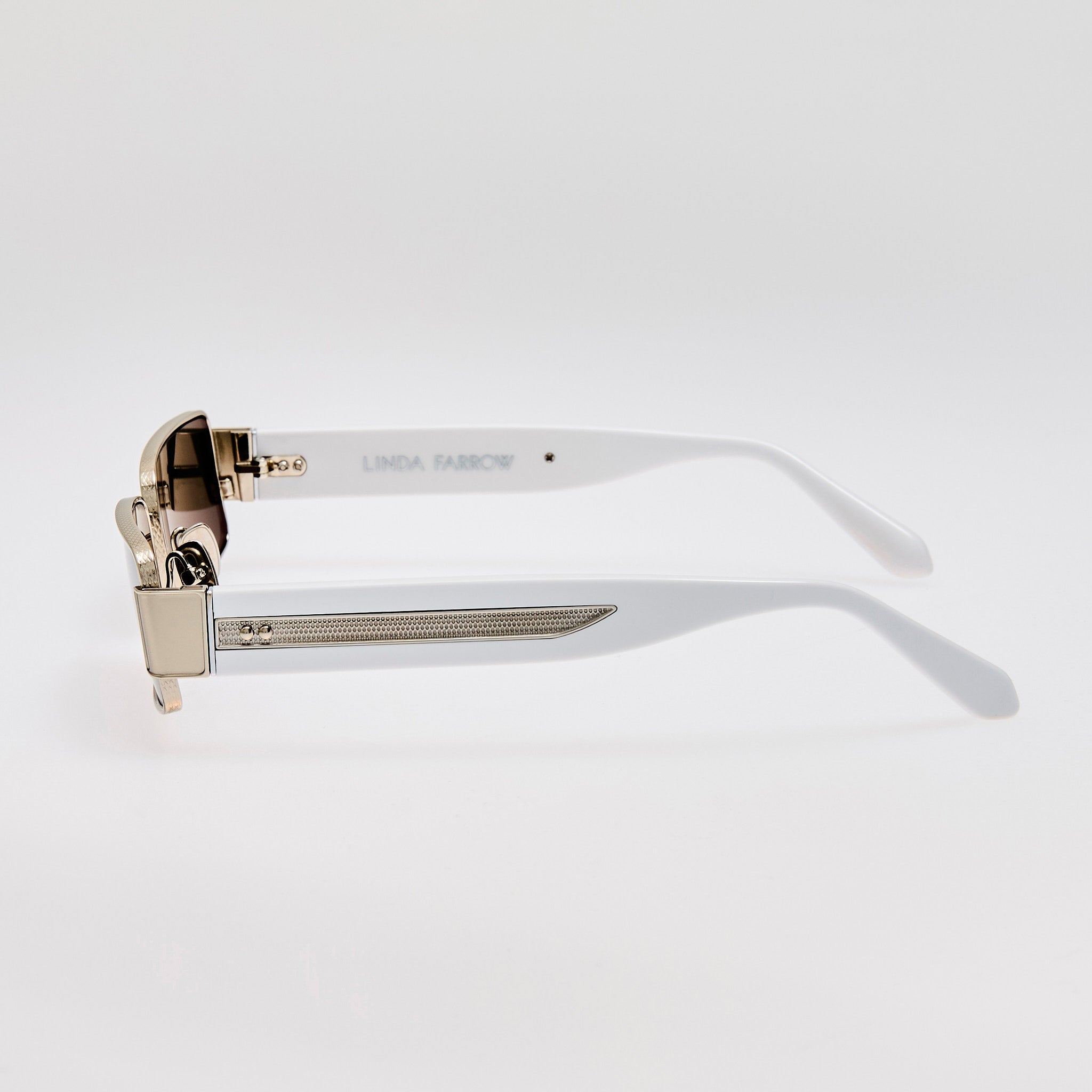 Kaia Sunglasses in 22K White Gold and Grey - LINDA FARROW - Sunglasses -
