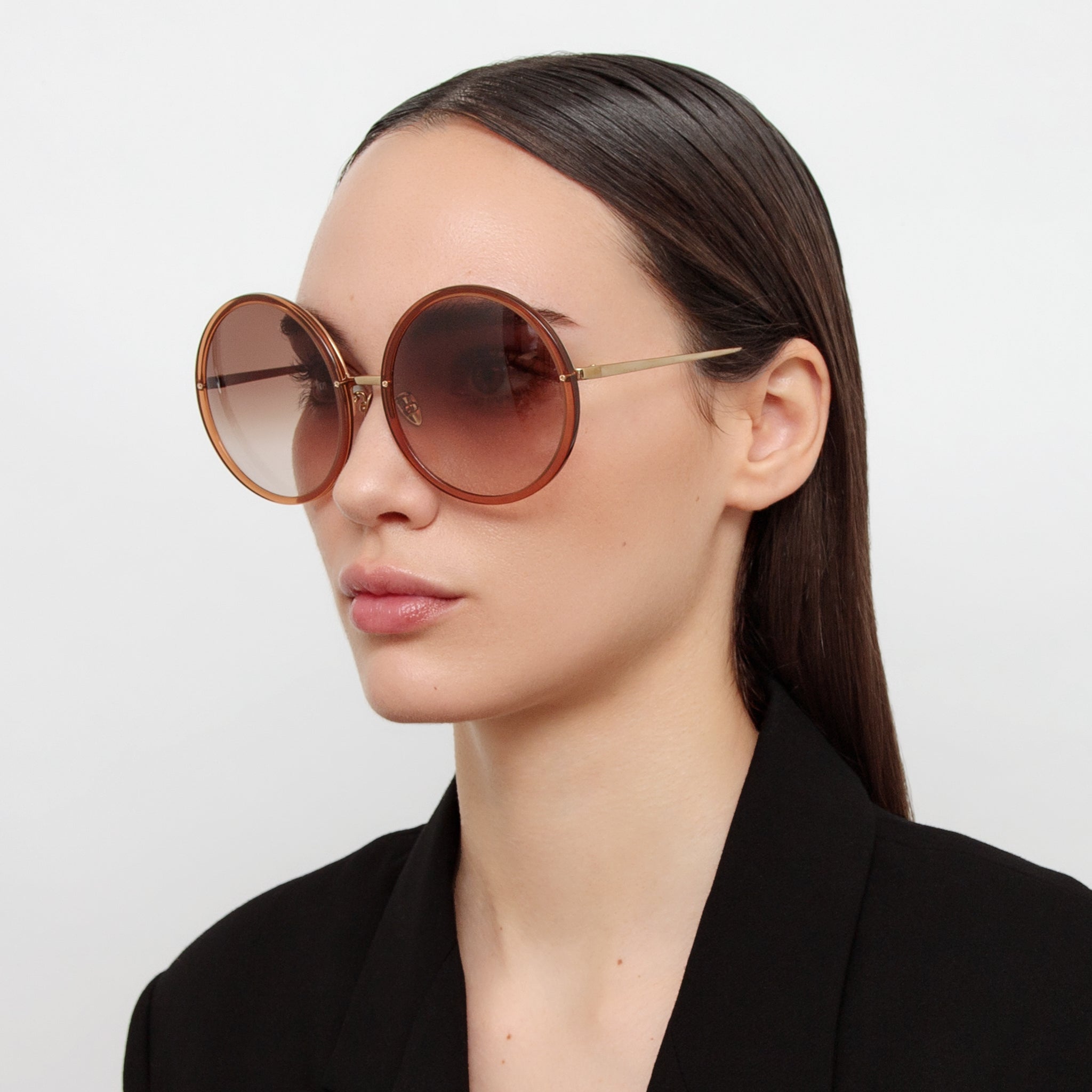Kew Sunglasses in 22K Gold and Brown - LINDA FARROW - Sunglasses -