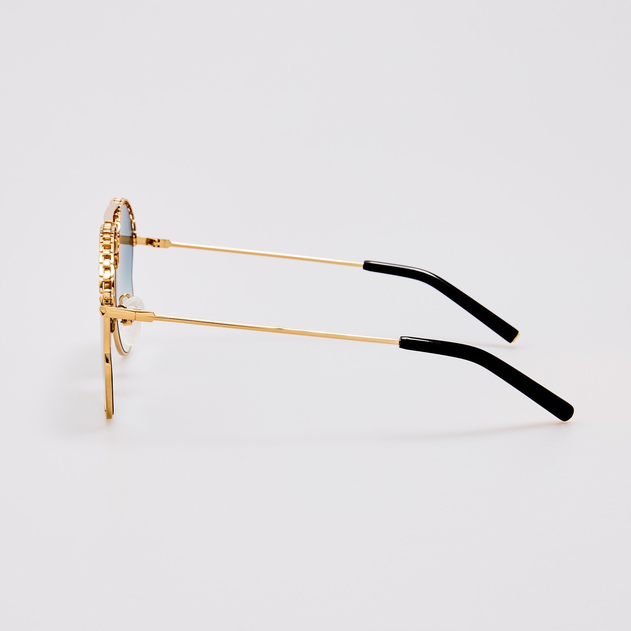 Kika Aviator Sunglasses in Aqua and Gold - LINDA FARROW - Sunglasses -