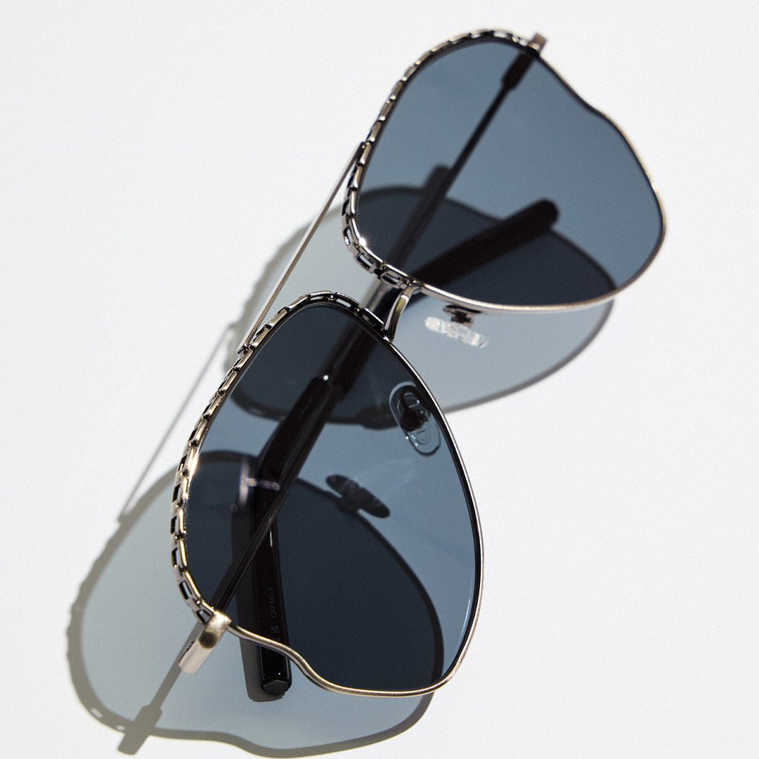Kika Mendoza Sunglasses in Antique Silver and Grey - LINDA FARROW - Sunglasses -