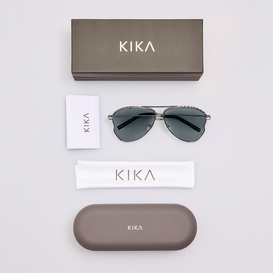 Kika Mendoza Sunglasses in Antique Silver and Grey - LINDA FARROW - Sunglasses -