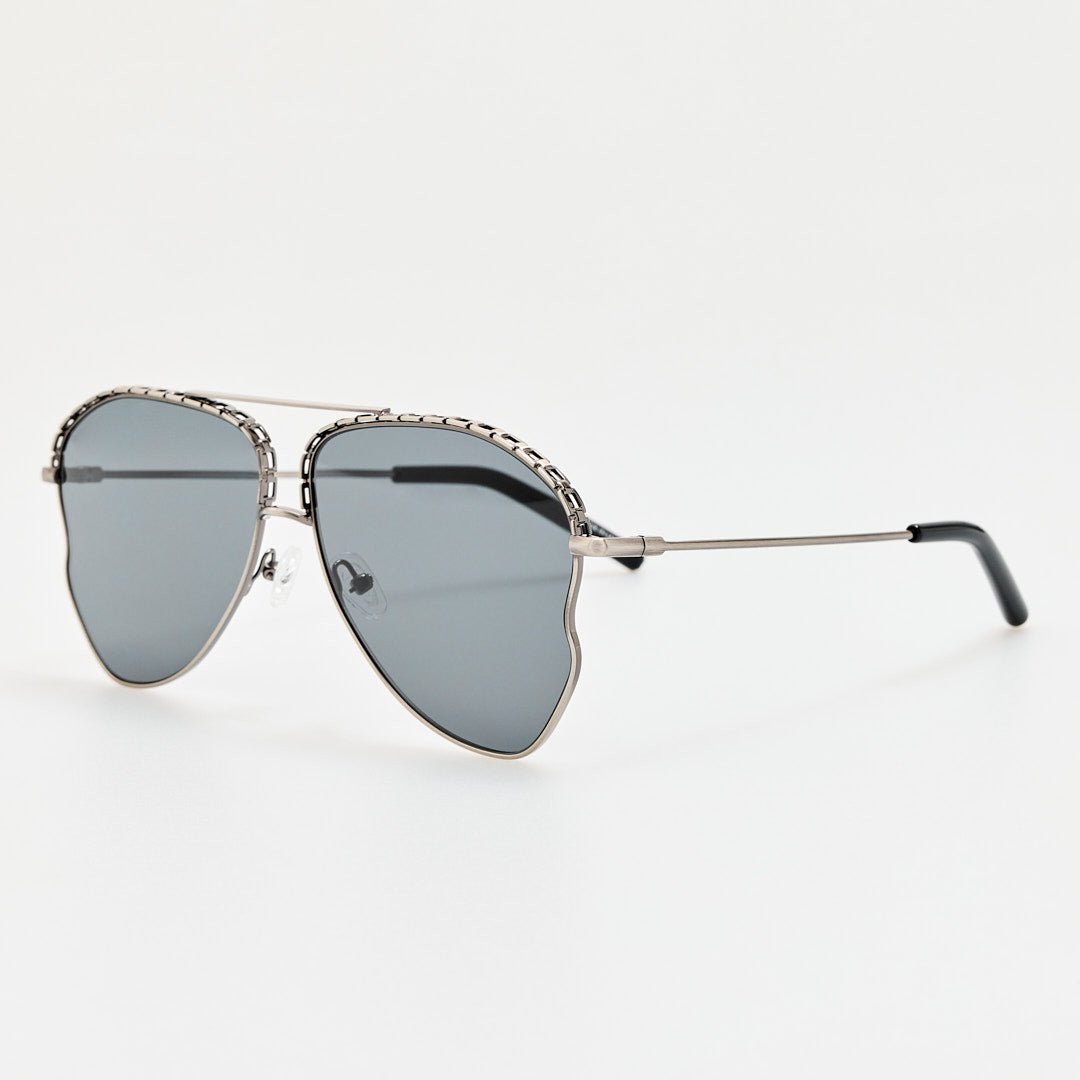 Kika Mendoza Sunglasses in Antique Silver and Grey - LINDA FARROW - Sunglasses -
