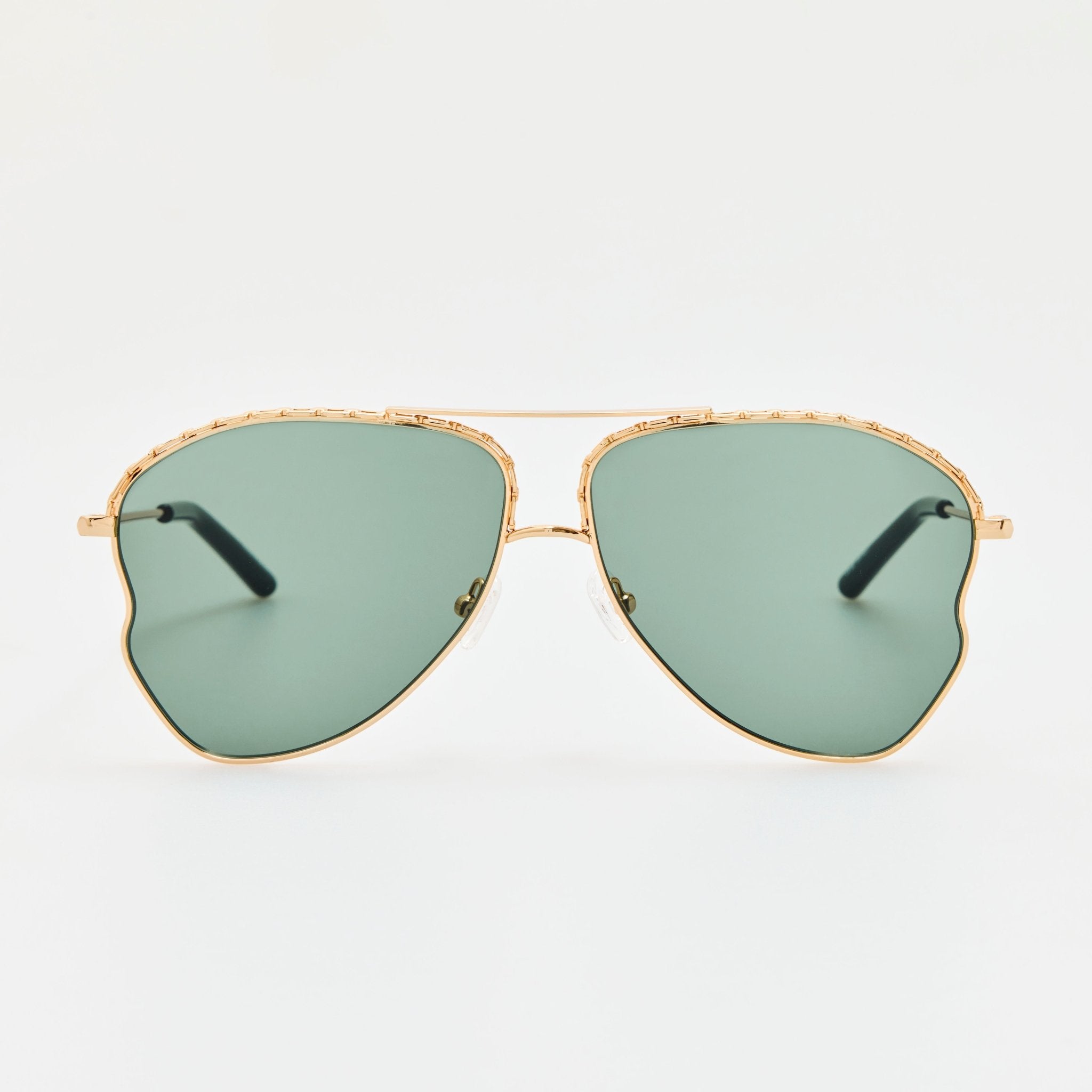 Kika Mendoza Sunglasses in Gold and Green - LINDA FARROW - Sunglasses -
