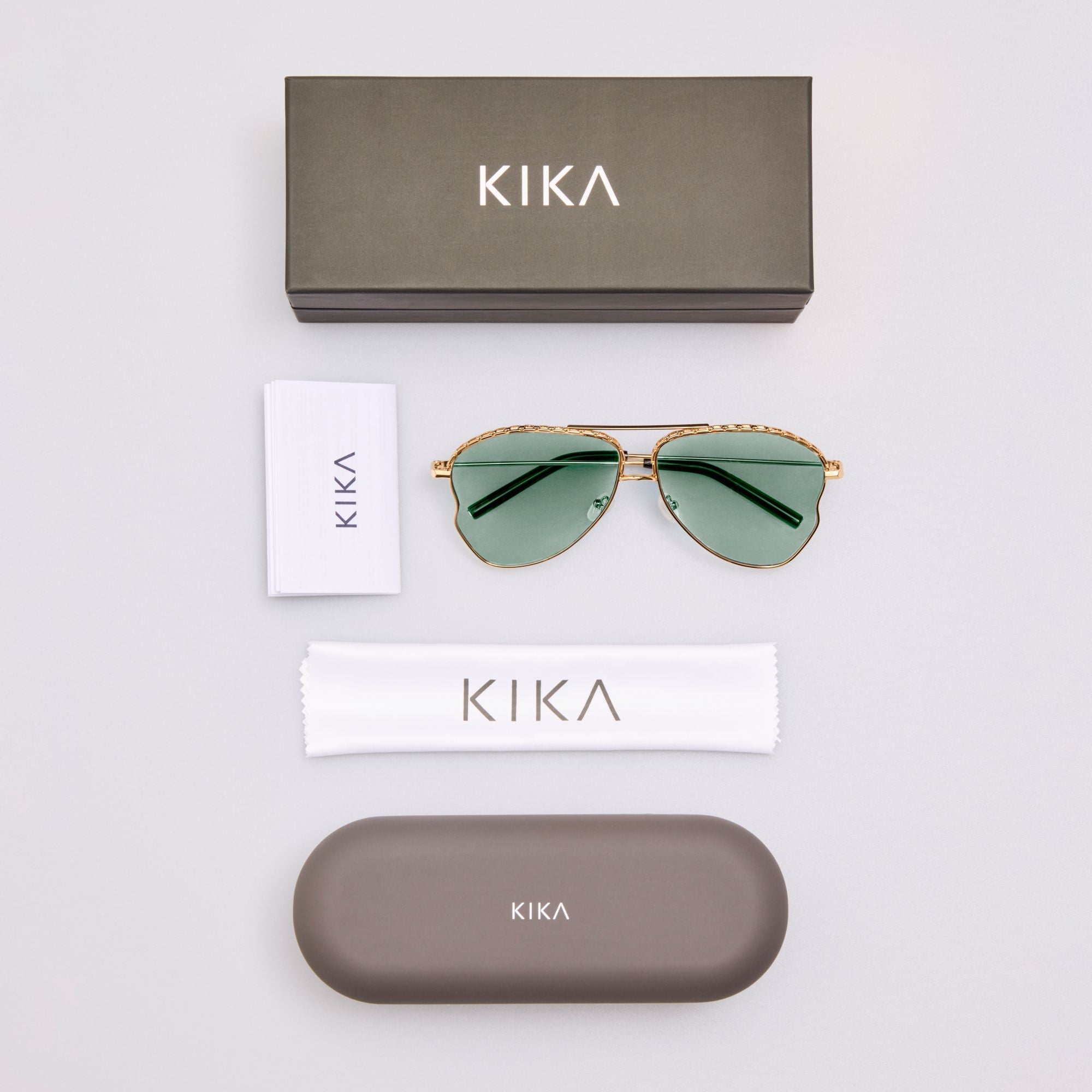 Kika Mendoza Sunglasses in Gold and Green - LINDA FARROW - Sunglasses -