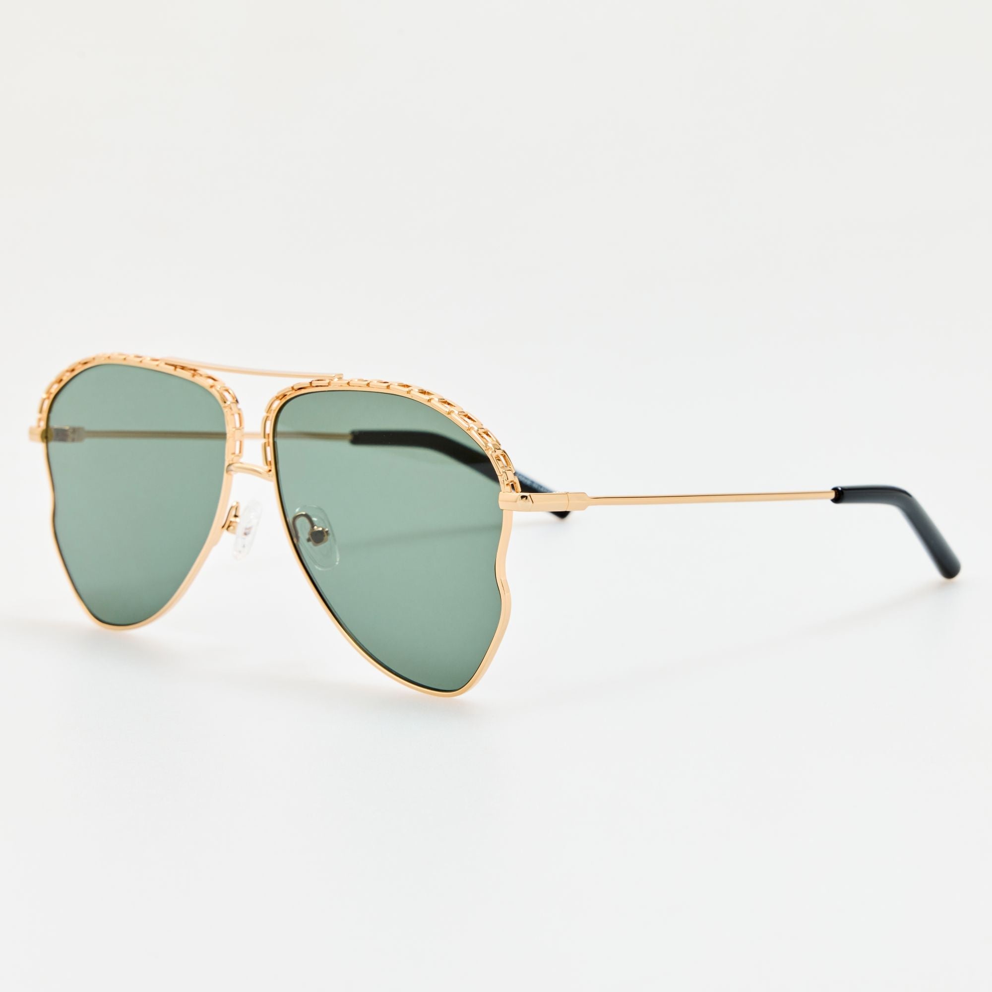 Kika Mendoza Sunglasses in Gold and Green - LINDA FARROW - Sunglasses -