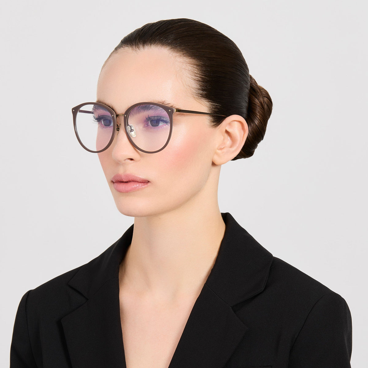Kings Optical in Antique Gold and Taupe - LINDA FARROW-Optical Frame-
