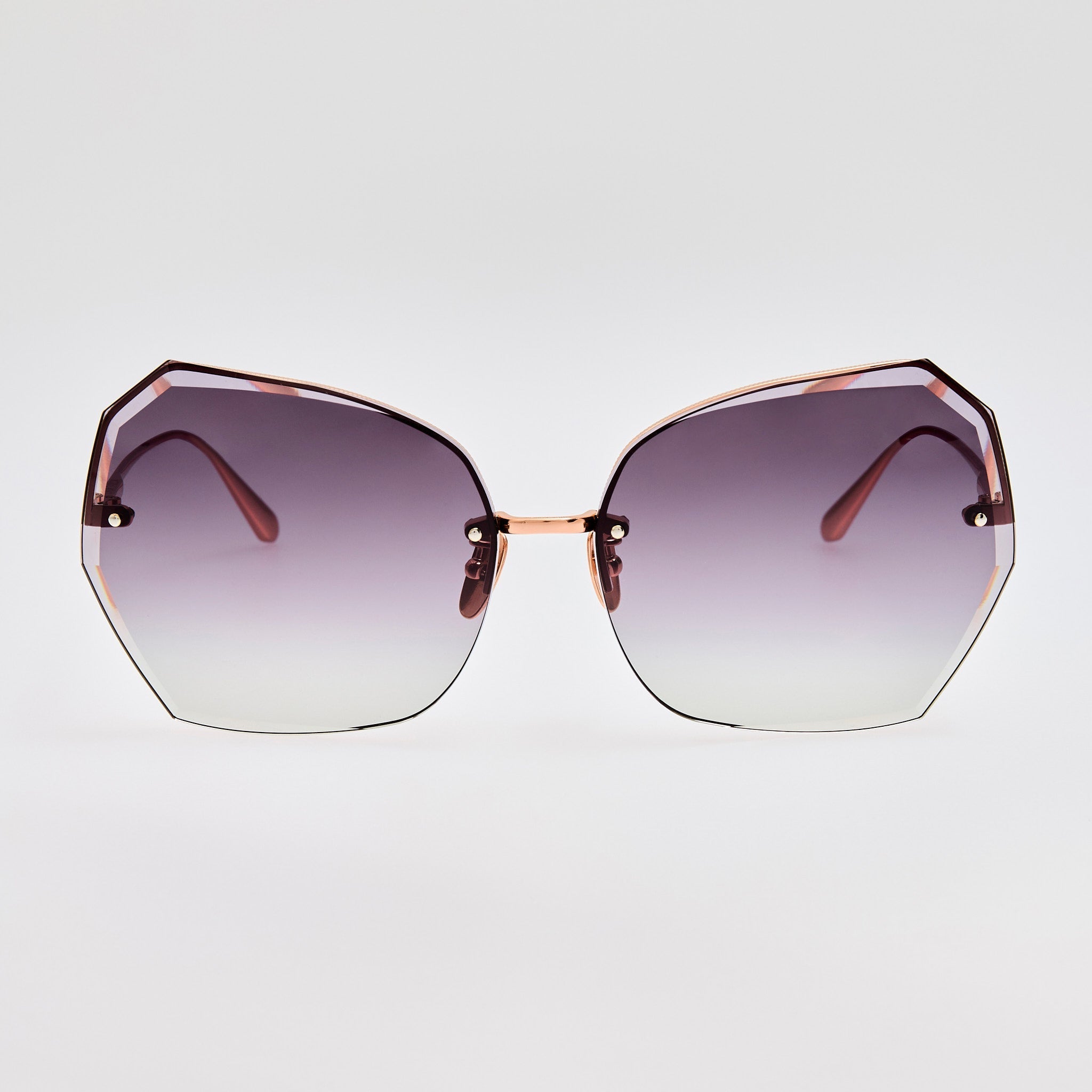 Lila Sunglasses in 18K Rose Gold and Grey - LINDA FARROW - Sunglasses -