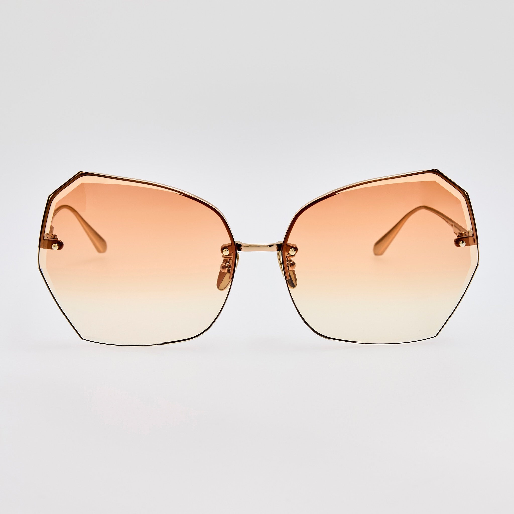 Lila Sunglasses in 22K Gold and Camel - LINDA FARROW - Sunglasses -