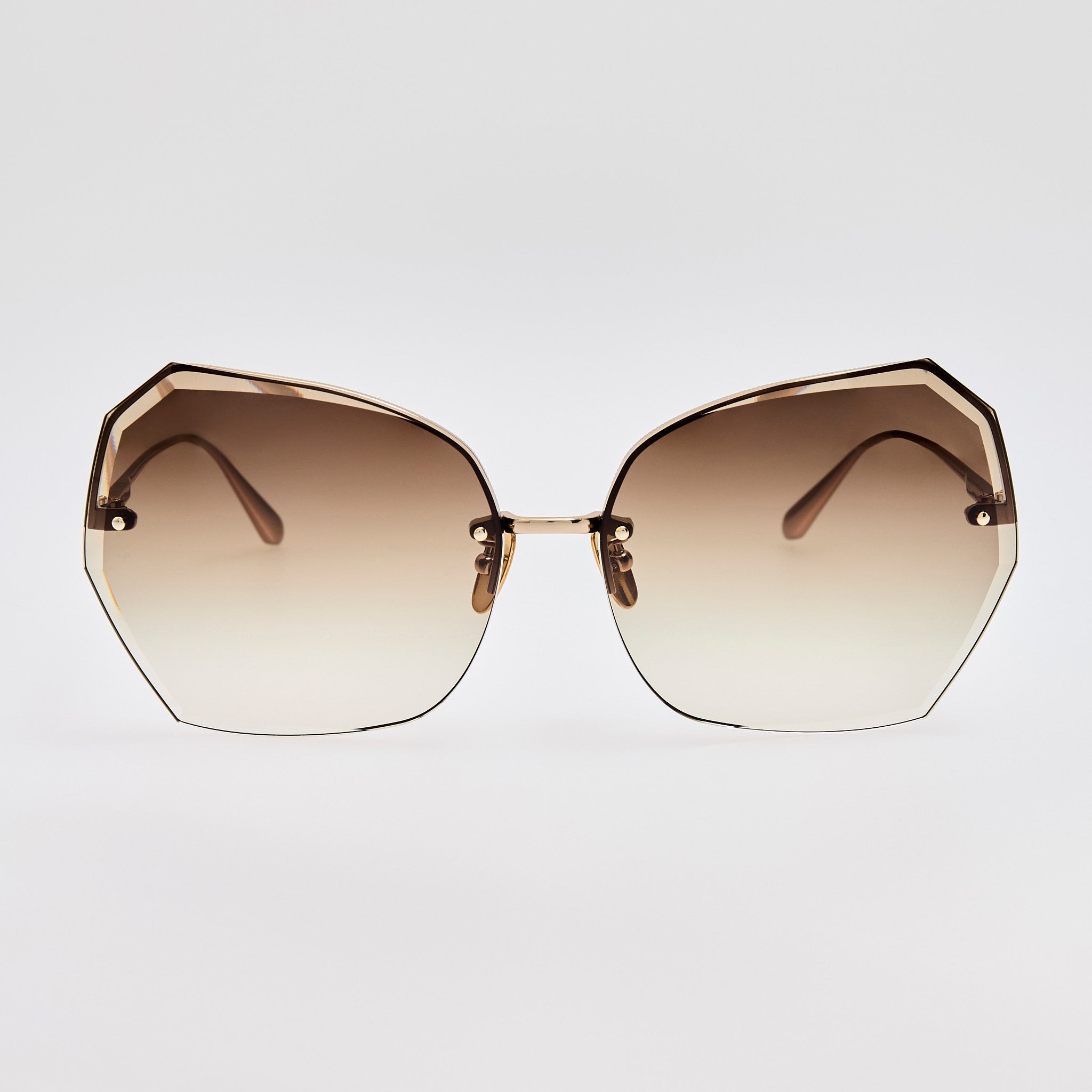 Lila Sunglasses in 22K Gold and Mocha - LINDA FARROW - Sunglasses -