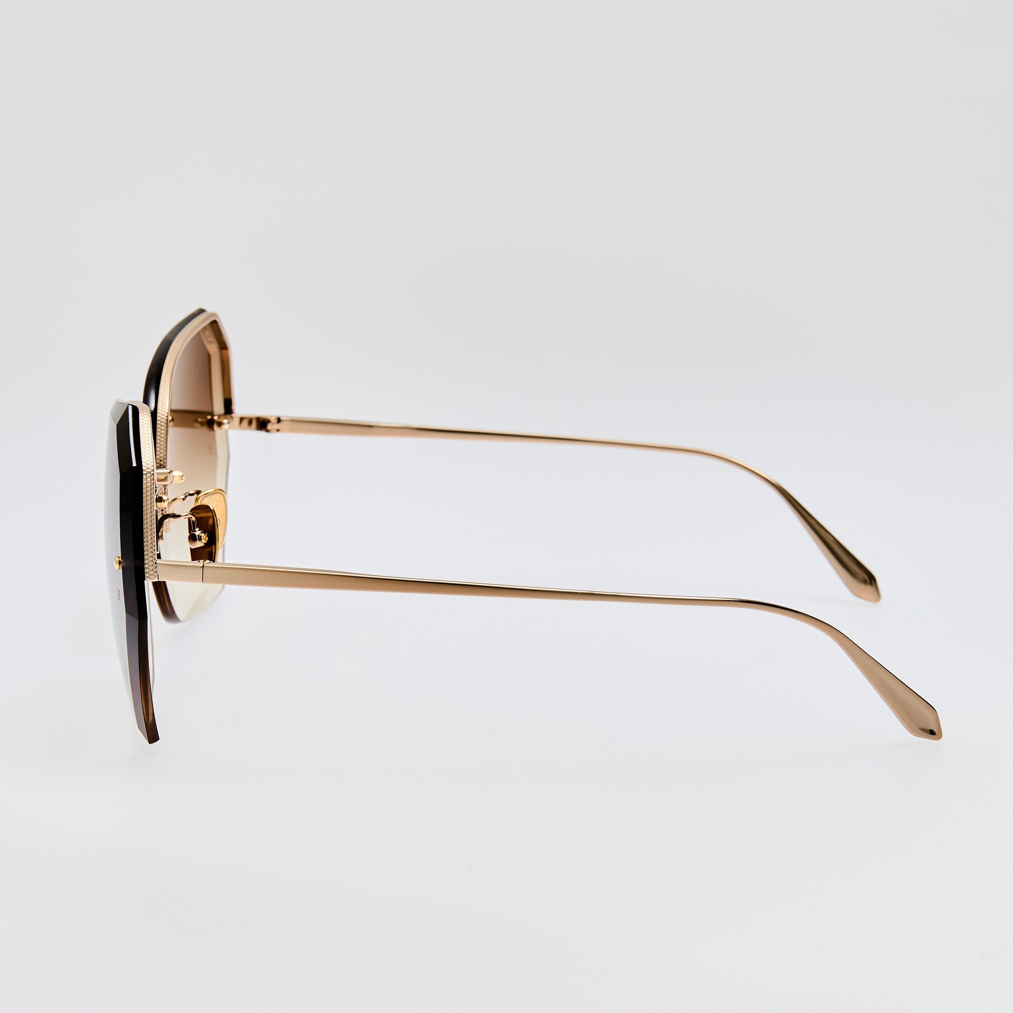 Lila Sunglasses in 22K Gold and Mocha - LINDA FARROW - Sunglasses -