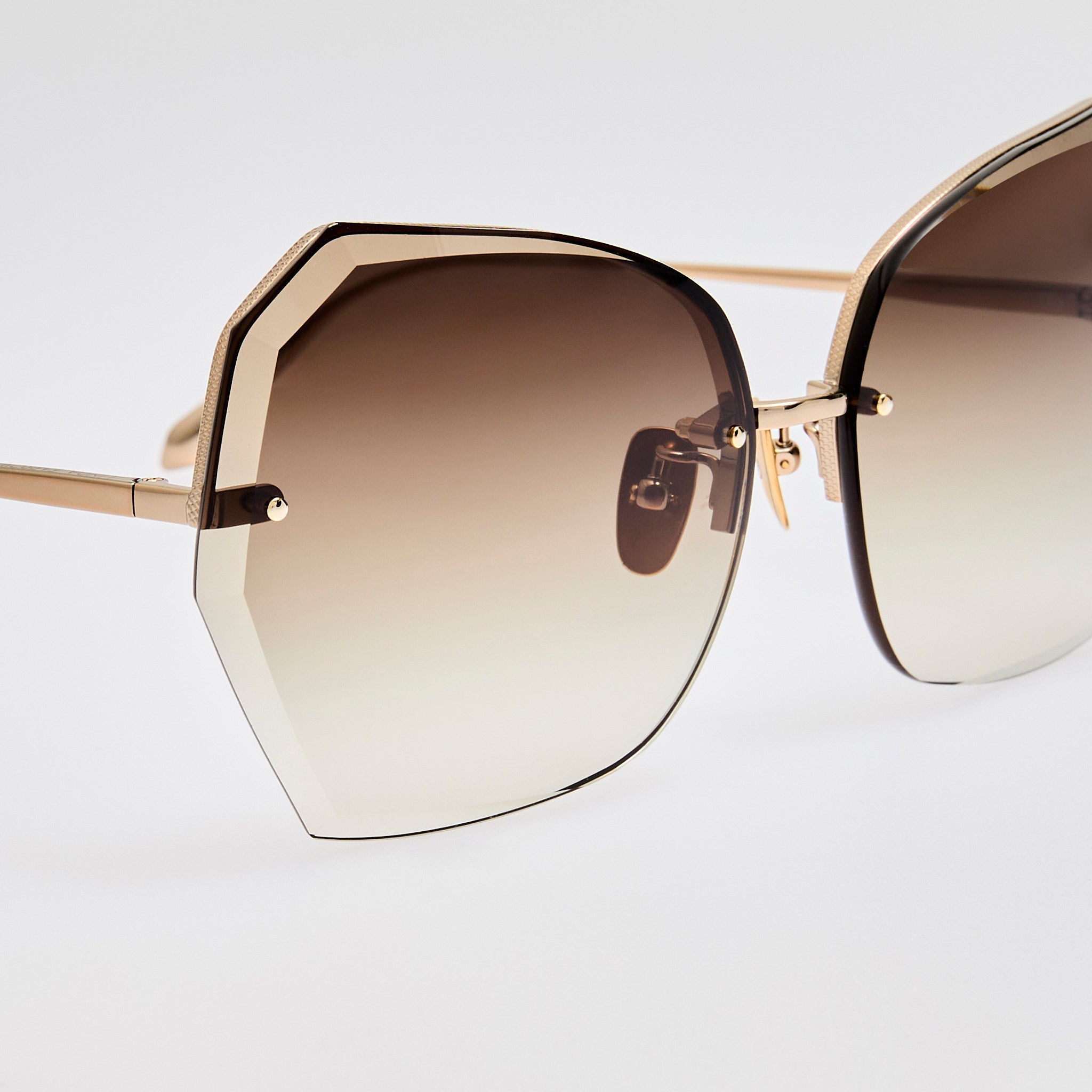 Lila Sunglasses in 22K Gold and Mocha - LINDA FARROW - Sunglasses -