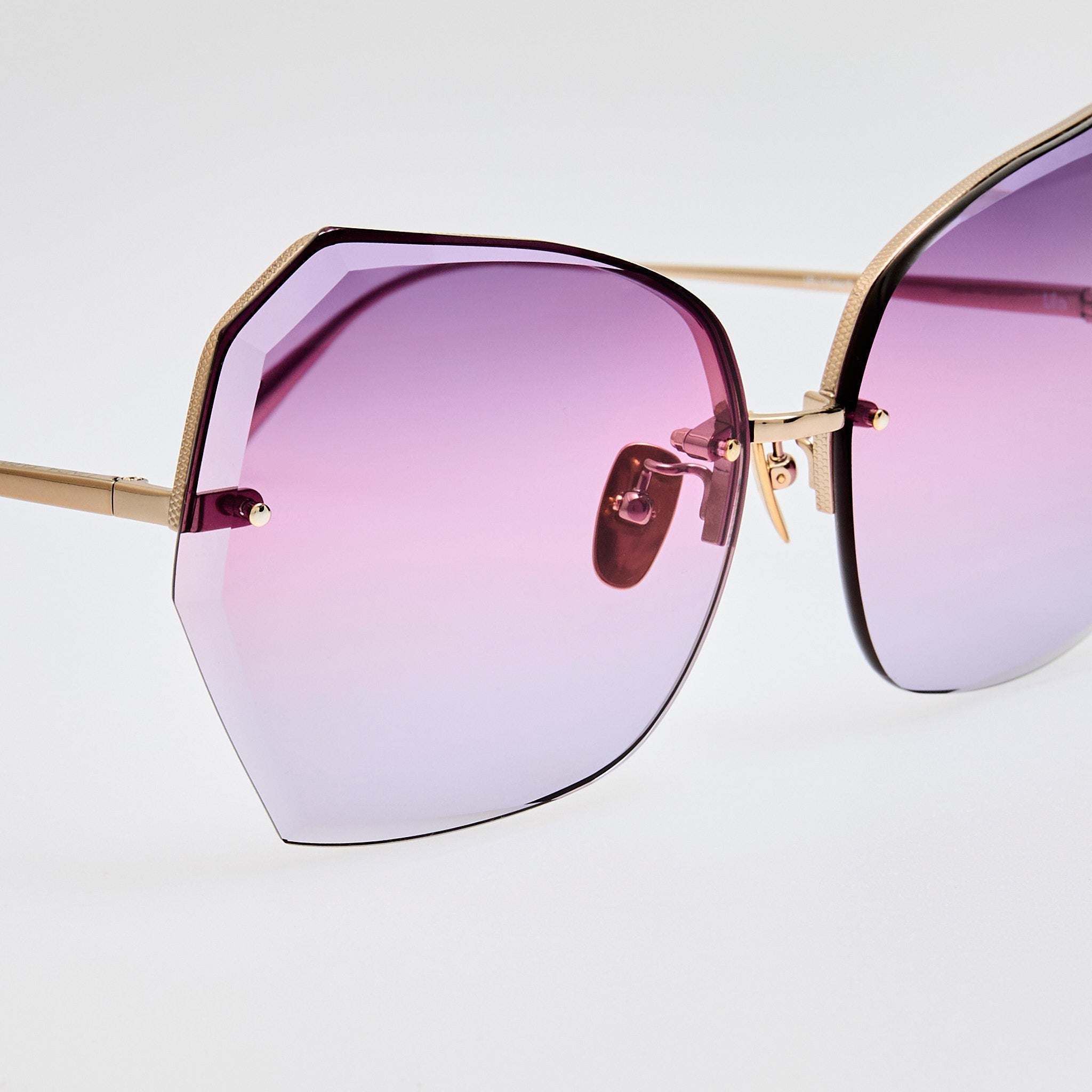 Lila Sunglasses in 22K Gold and Purple - LINDA FARROW - Sunglasses -