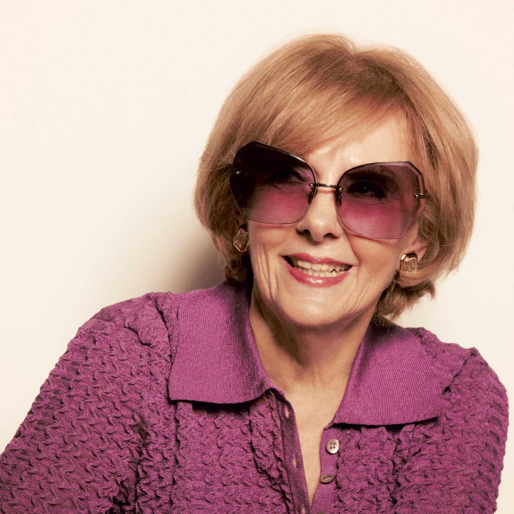 Lila Sunglasses in 22K Gold and Purple - LINDA FARROW - Sunglasses -