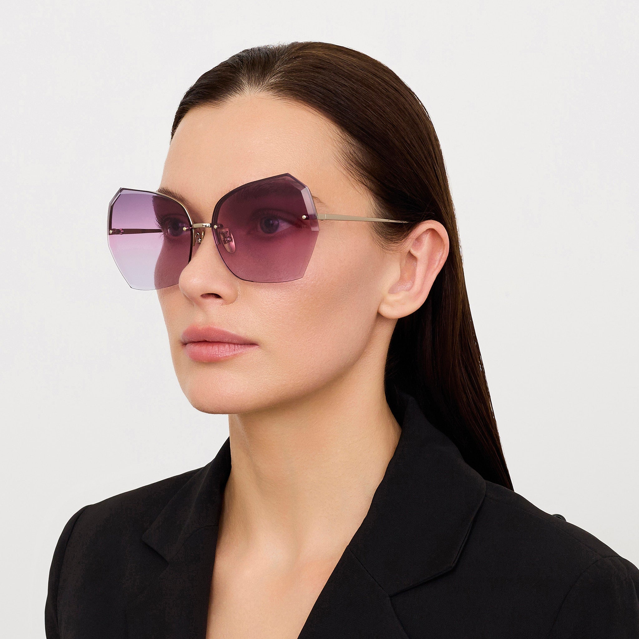 Lila Sunglasses in 22K Gold and Purple - LINDA FARROW - Sunglasses -
