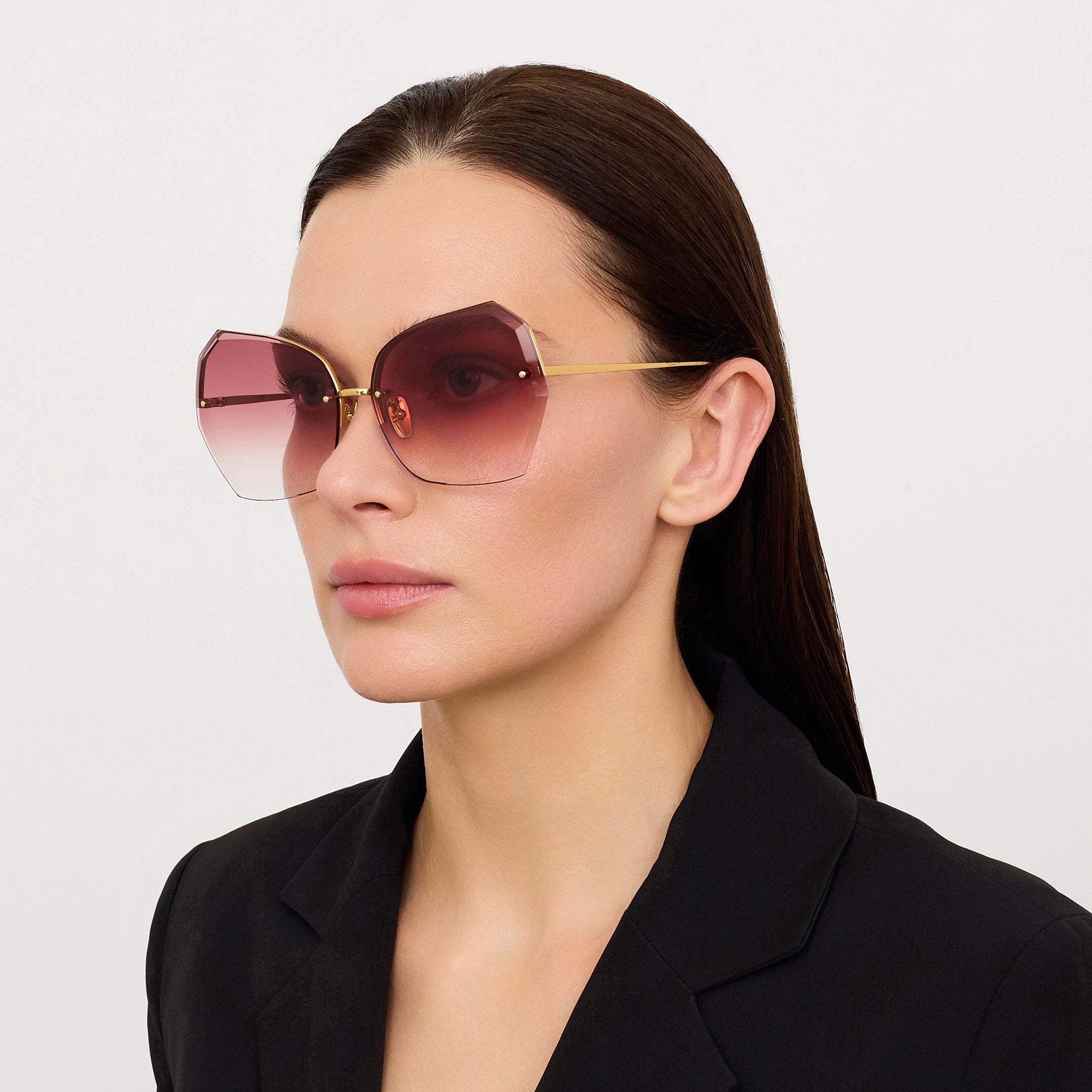 Lila Sunglasses in 22K Gold and Red - LINDA FARROW - Sunglasses -