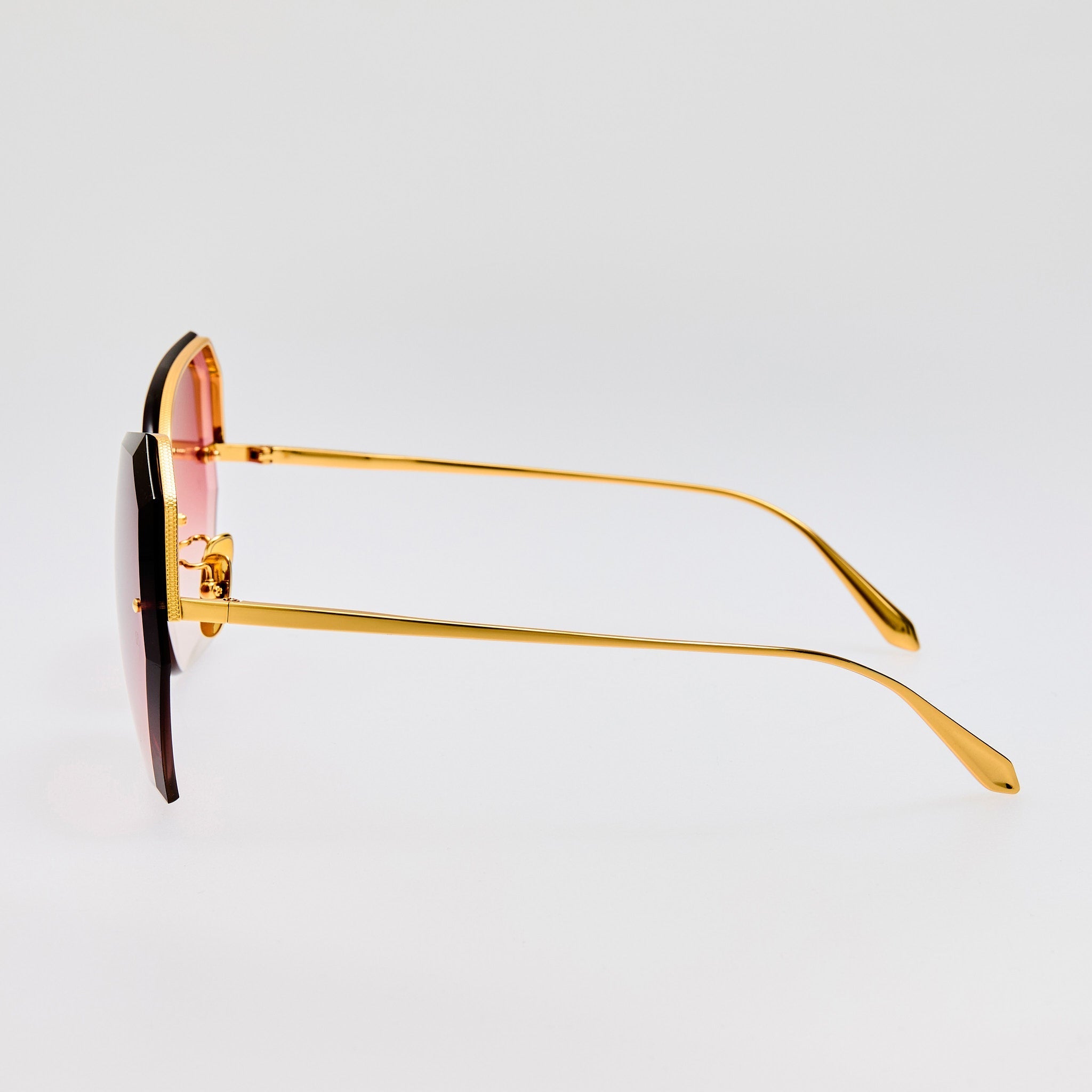 Lila Sunglasses in 22K Gold and Red - LINDA FARROW - Sunglasses -